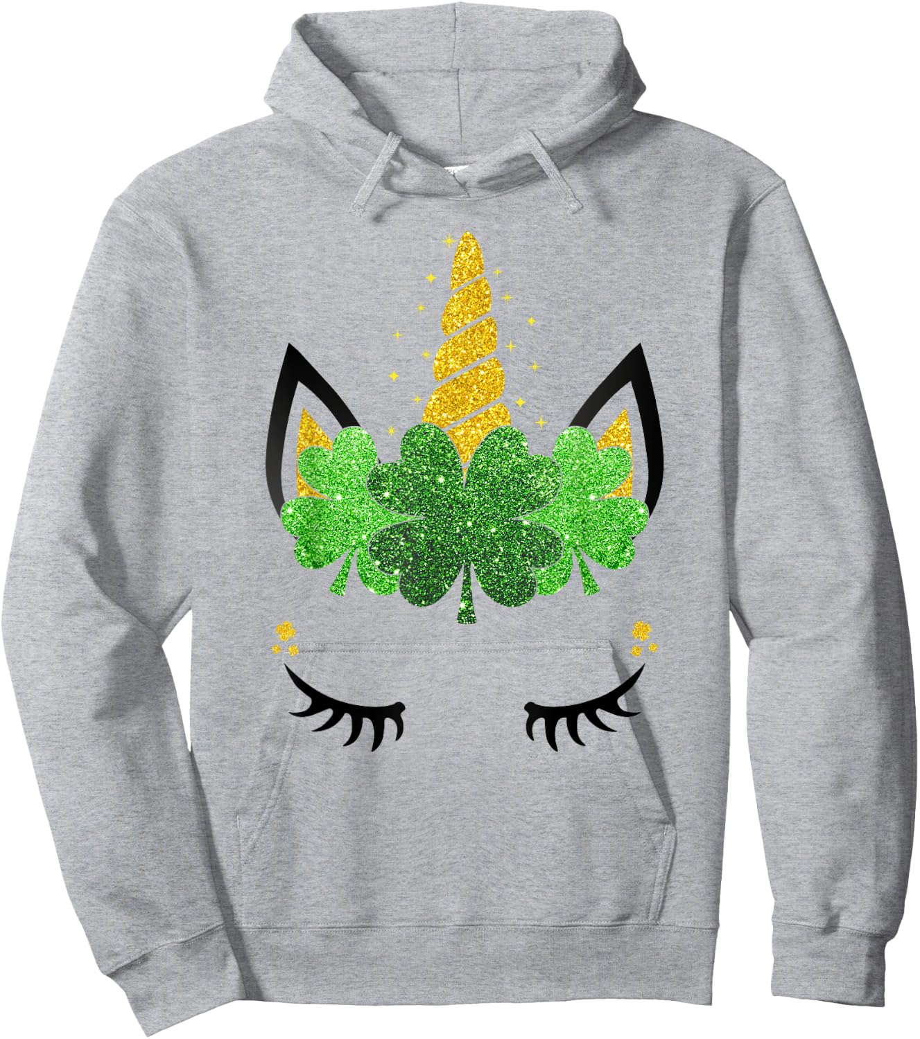 Unicorn Face St Patrick's Day Girls Kids Women Hoodie - Hoodie | Ash