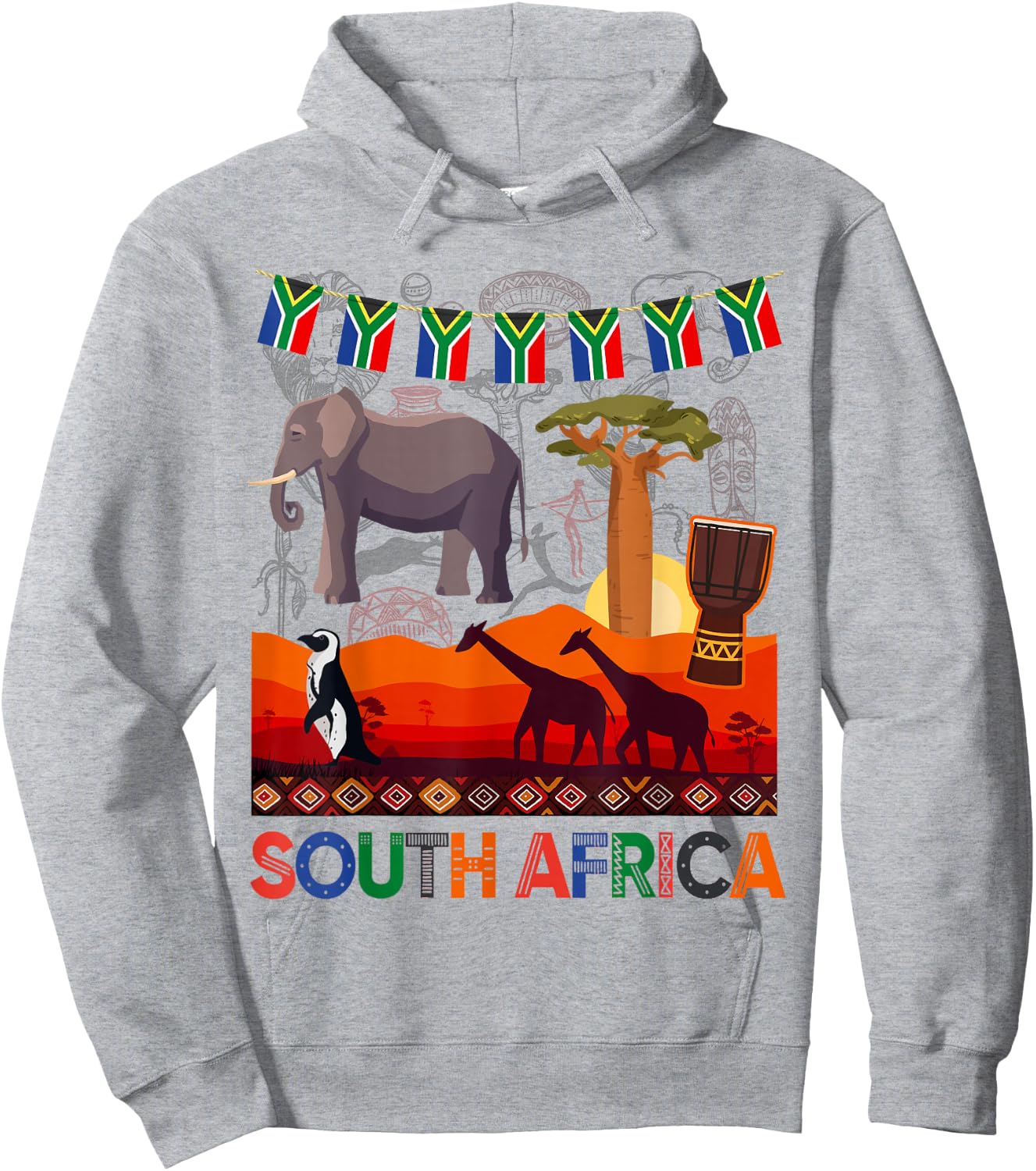 South Africa Ideas Kids With Elephant & South African Flag Hoodie - Hoodie | Ash