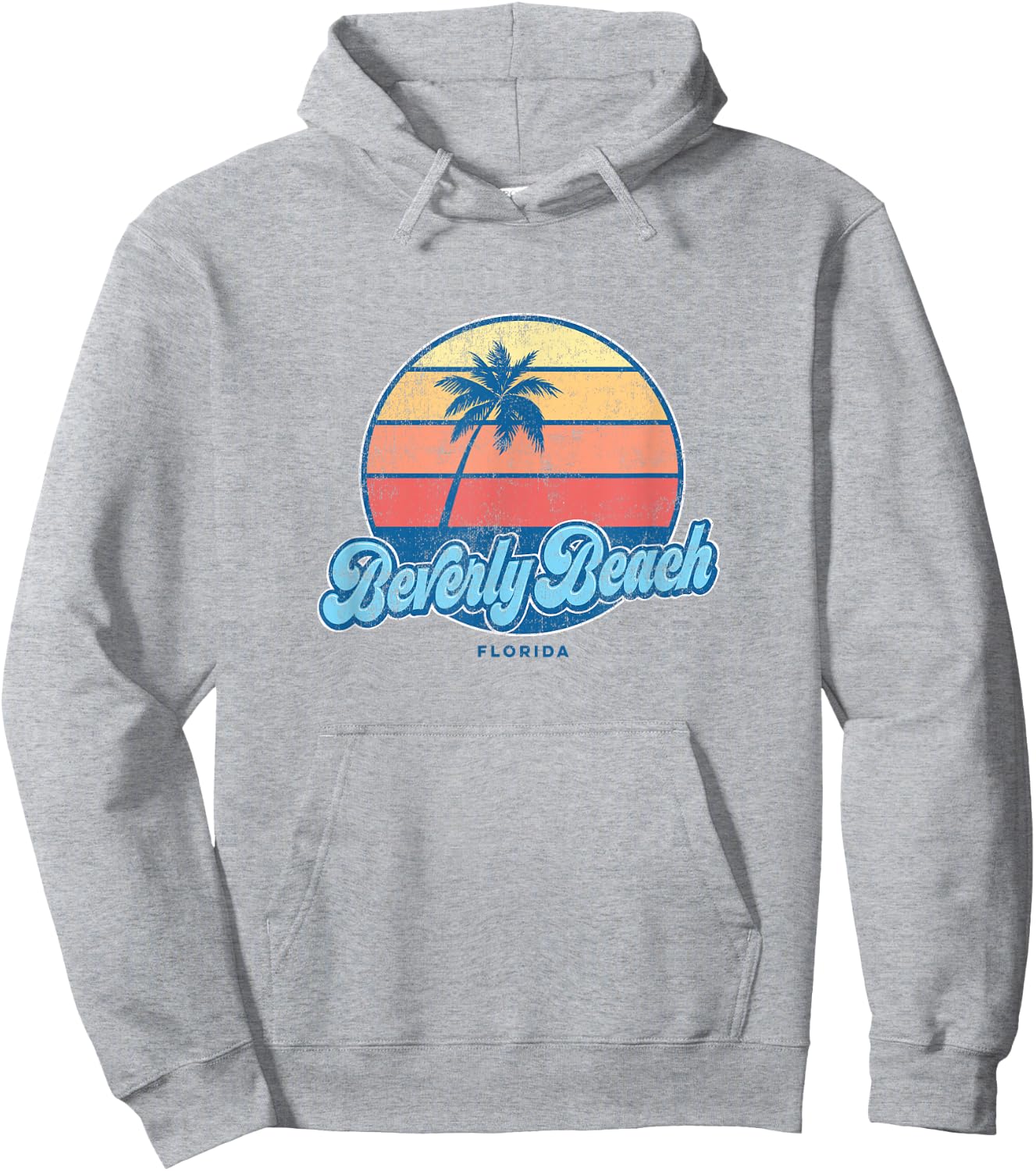 Vintage Beverly Beach Florida FL Classic 70s Retro Surfer Hoodie - Hoodie | Ash