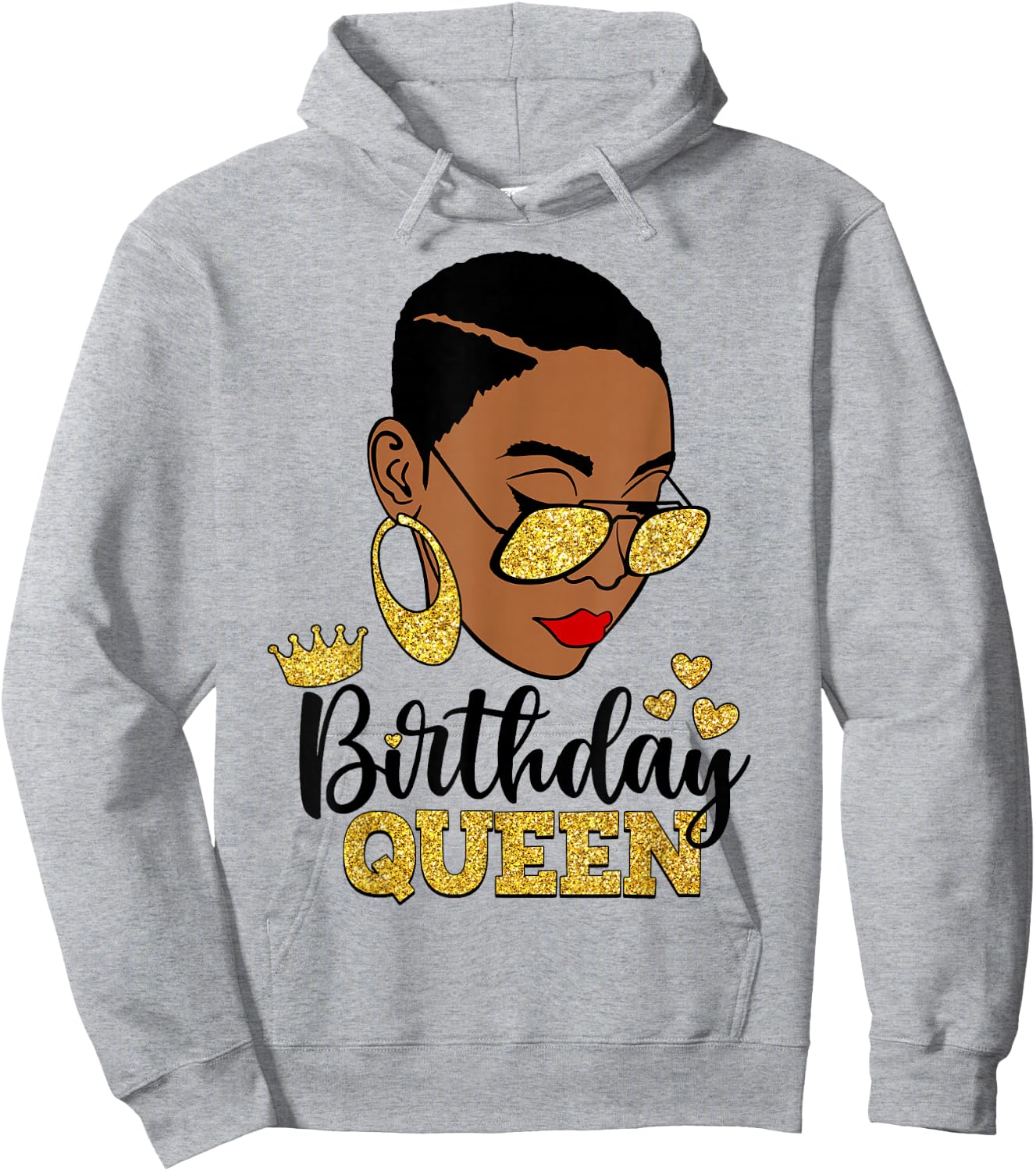 Birthday Queen Short Hair African American Black Woman Hoodie - Hoodie | Ash