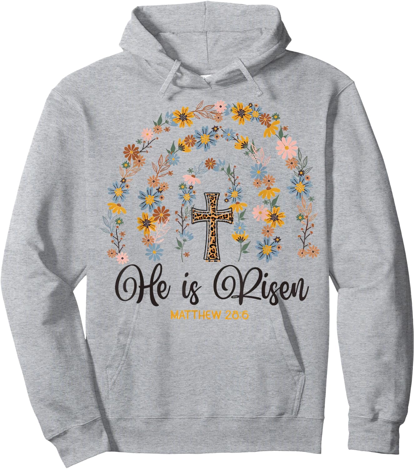 He is Risen Jesus Christian Happy Easter Day Floral Rainbow Hoodie - Hoodie | Ash