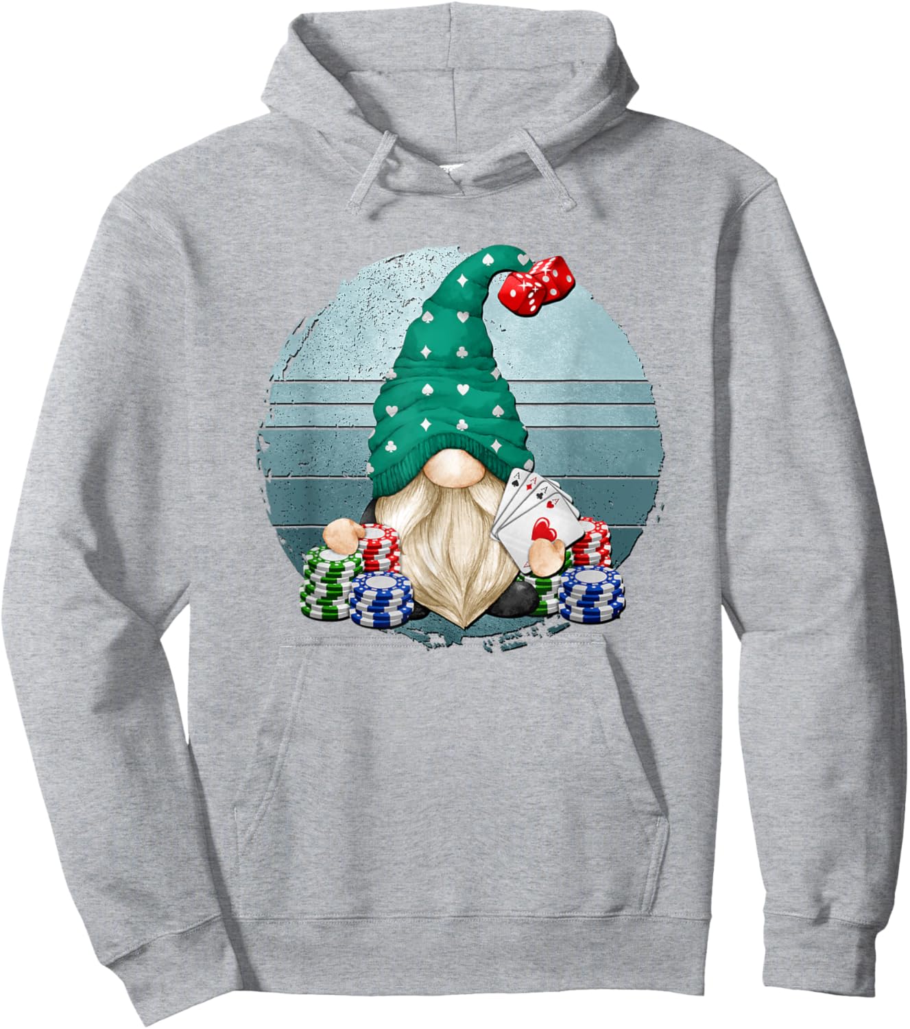 Funny Casino Gnome Las Vegas Trip Vintage Graphic Hoodie - Hoodie | Ash
