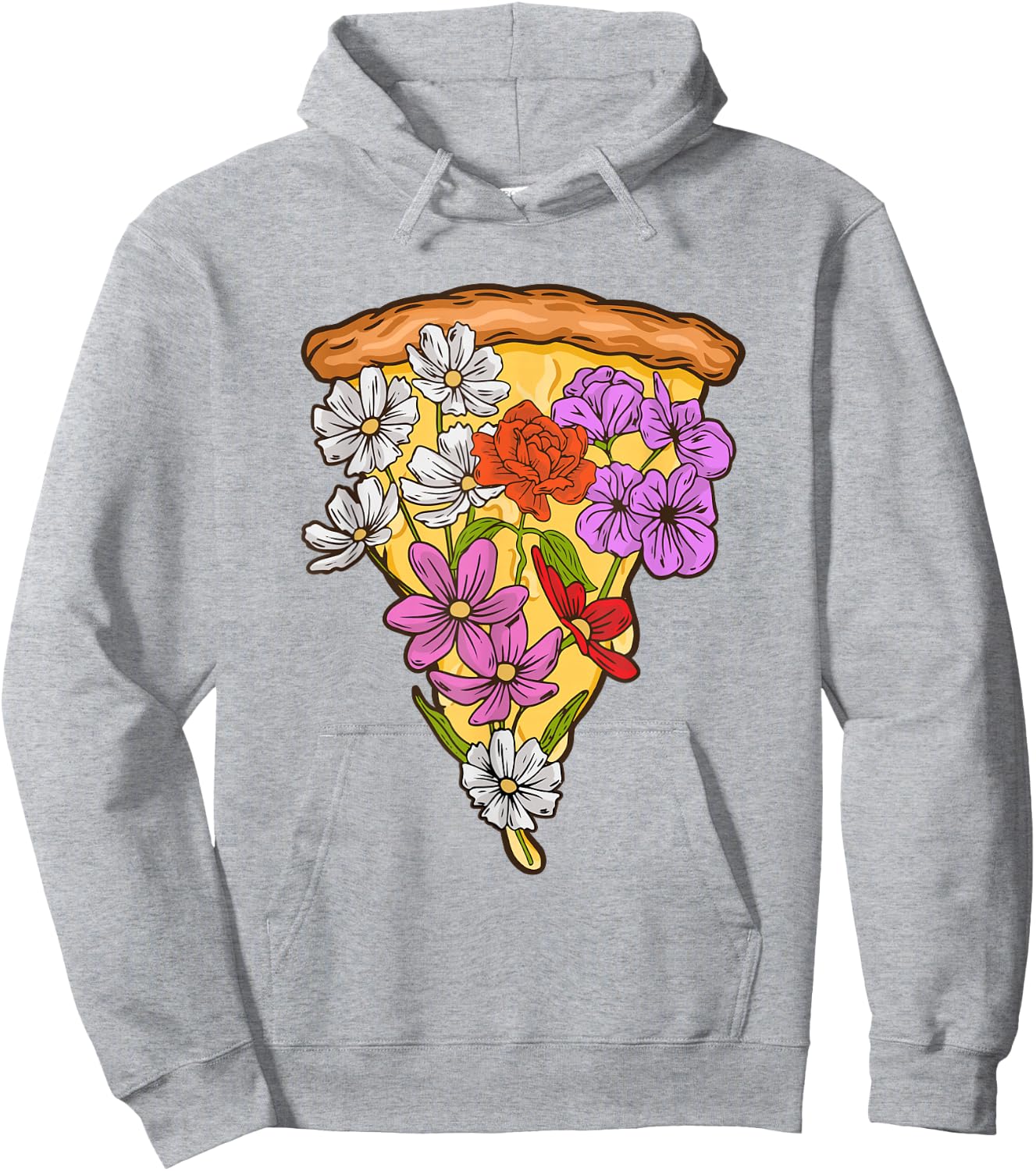 Pizza Slice Spring Flower Design for a Pizza Lover Hoodie - Hoodie | Ash