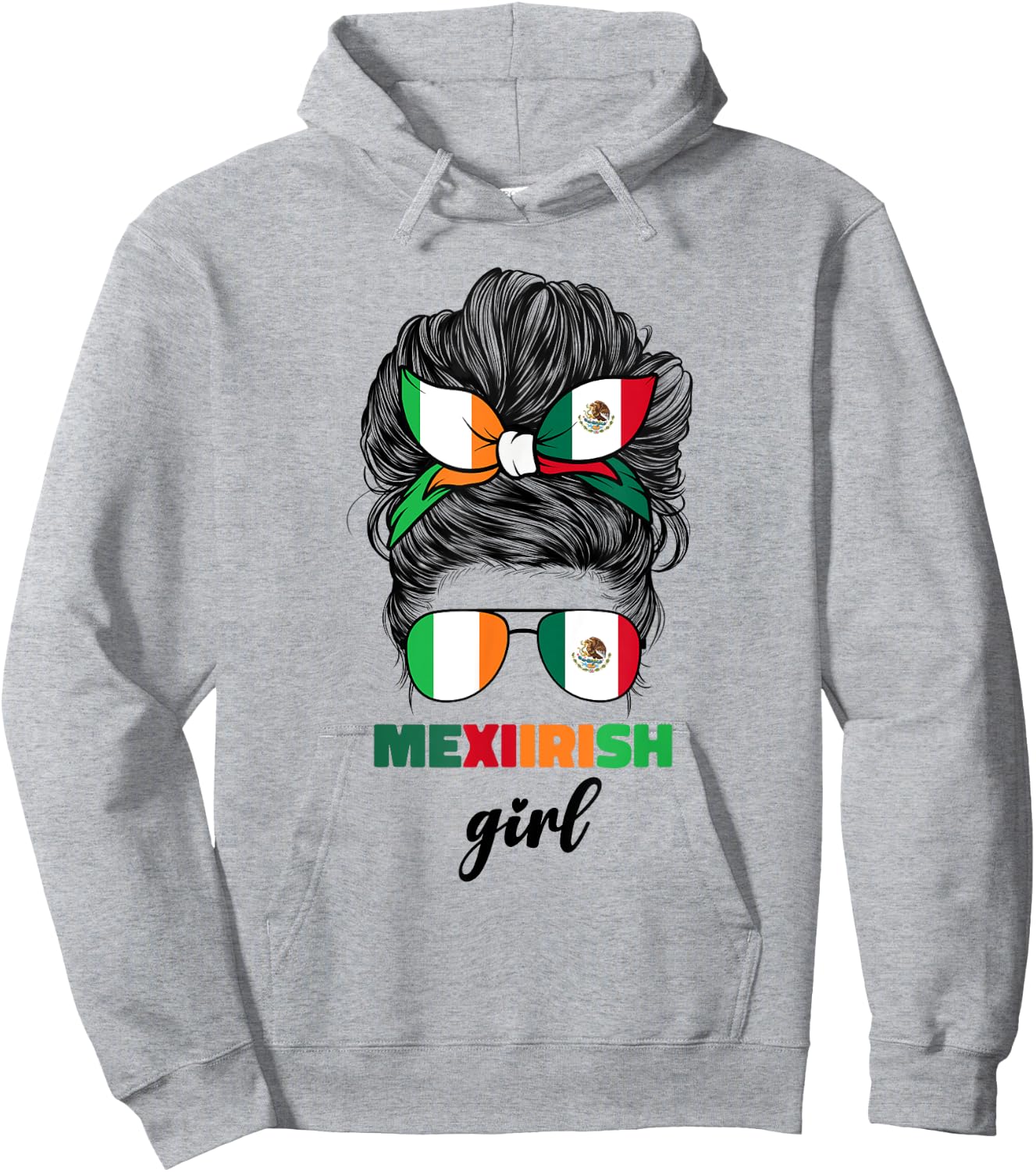Half Mexican And Irish Mexico Ireland Flag Girl Hoodie - Hoodie | Ash
