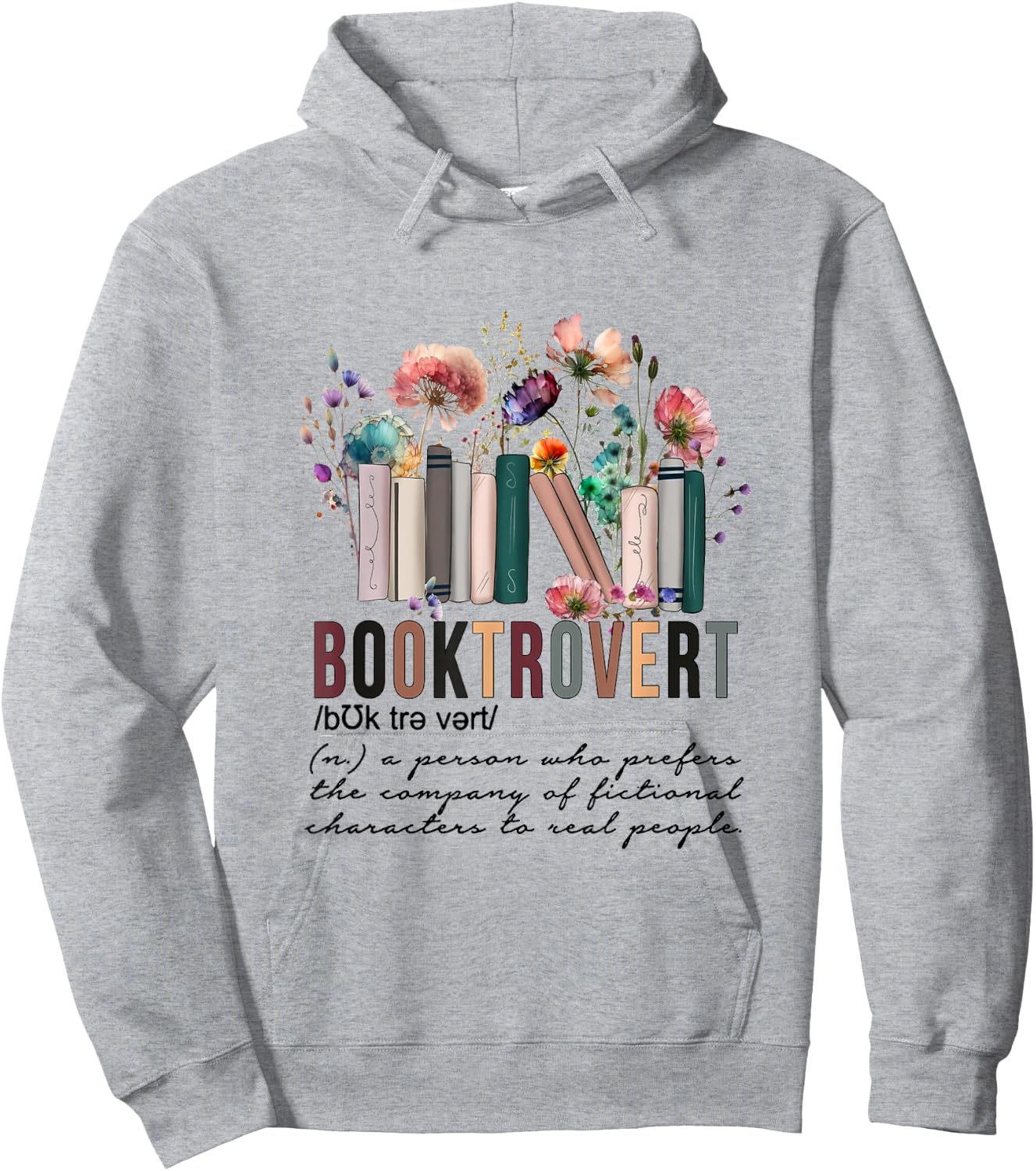 Floral Booktrovert Wildflowers Bookworm Reading Book Lovers Hoodie - Hoodie | Ash
