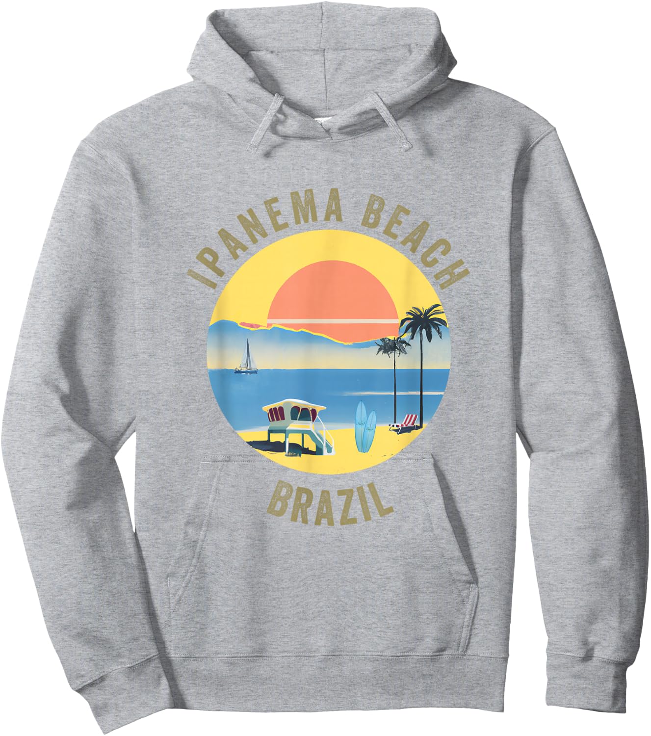 Ipanema Beach Souvenir Apparel - Retro Vintage Ipanema Beach Hoodie - Hoodie | Ash