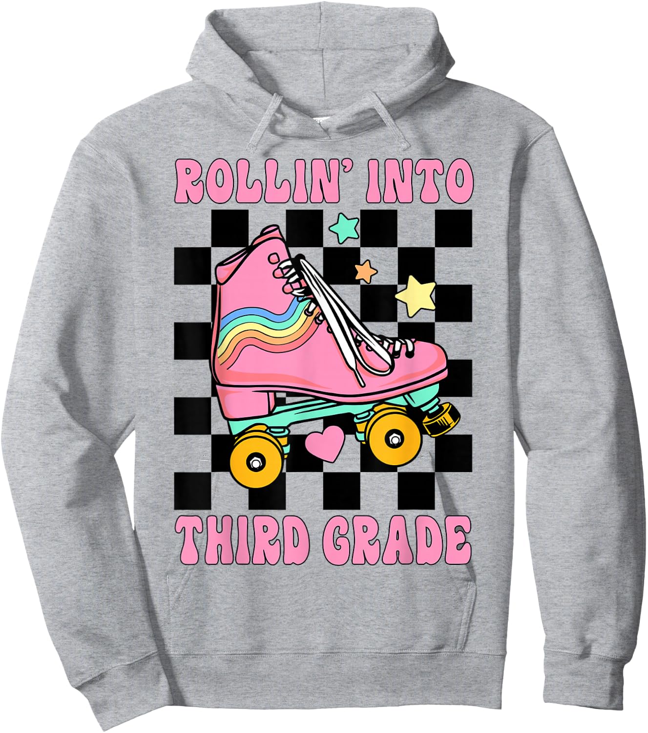 Rolling Into Third Grade Retro Roller Skates Back To School Hoodie - Hoodie | Ash