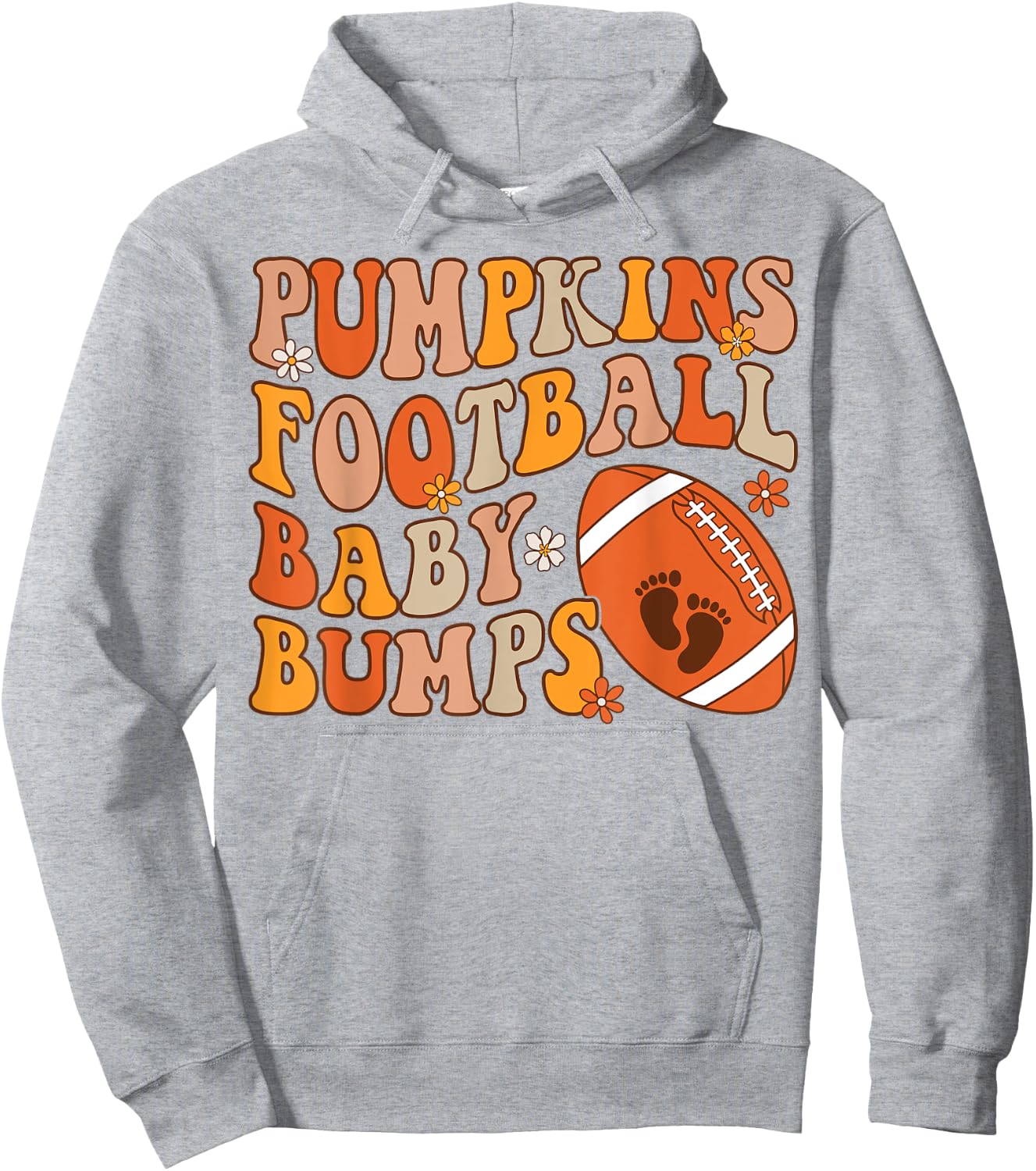 Pumpkins Football Baby Bumps Pregnancy Announcement Fall Hoodie - Hoodie | Ash