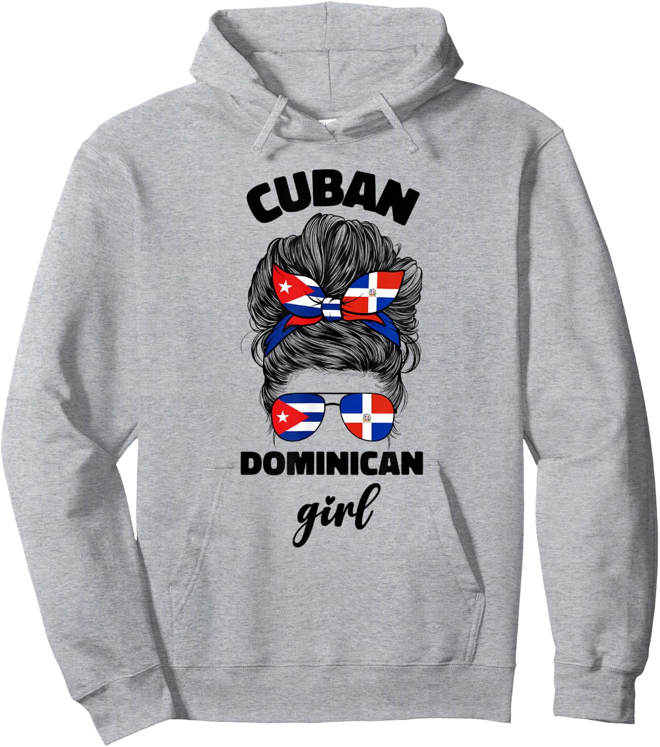 Half Dominican Republic And Cuban Cuba Flag Girl Women Mix Hoodie - Hoodie | Ash