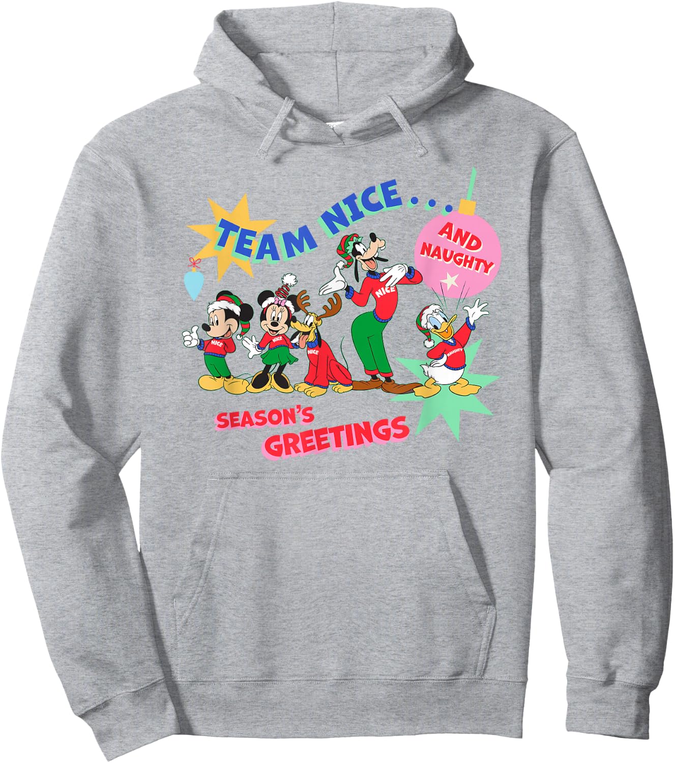 Disney Mickey & Pals Christmas Holiday Team Nice…and Naughty Hoodie - Hoodie | Ash
