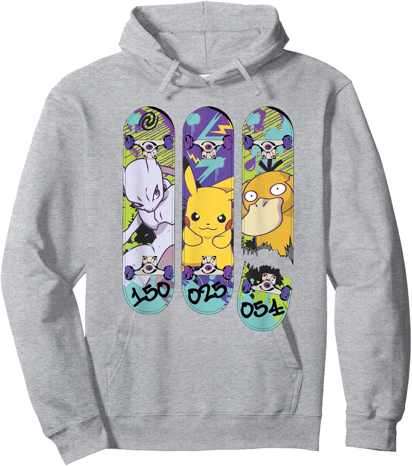 Pokémon Mewtwo Pikachu Psyduck Generation 1 Skateboards Hoodie - Hoodie | Ash