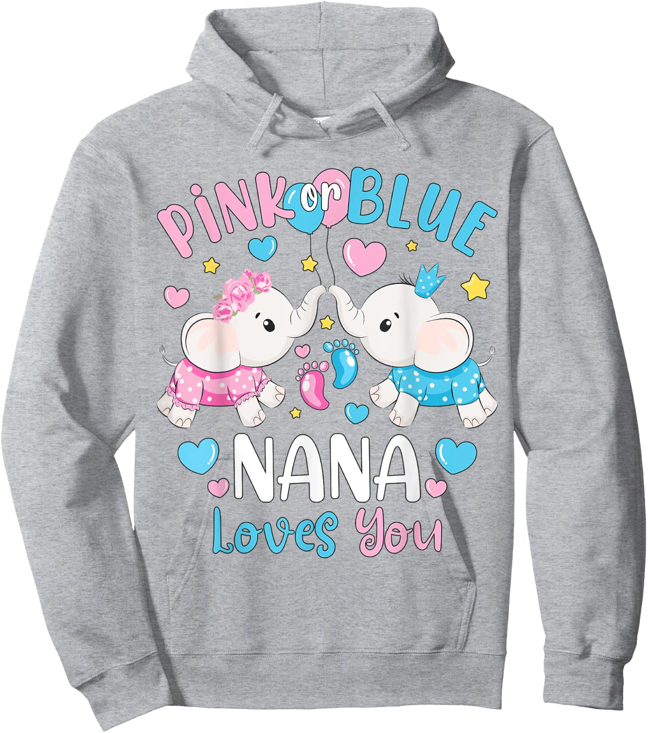 Pink or Blue Nana Loves You Gender Reveal Elephant Hoodie - Hoodie | Ash