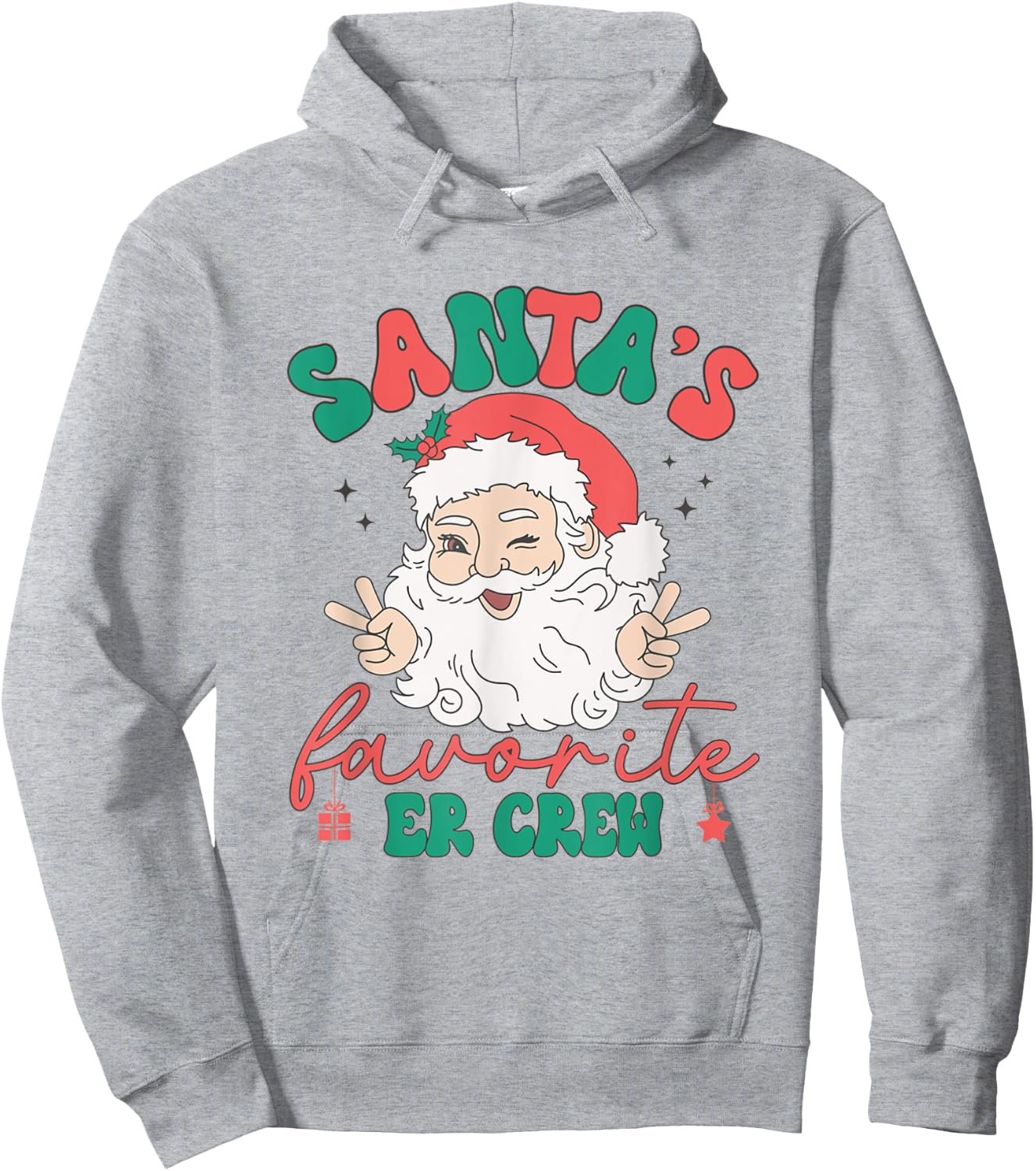 Retro Santas Favorite ER Crew Christmas Emergency Department Hoodie - Hoodie | Ash