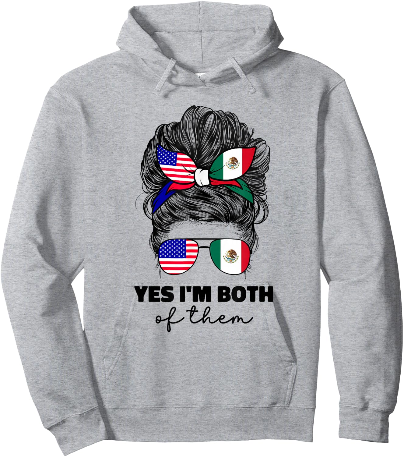 Half Mexican and American Mexico America USA Flag Girl Women Hoodie - Hoodie | Ash