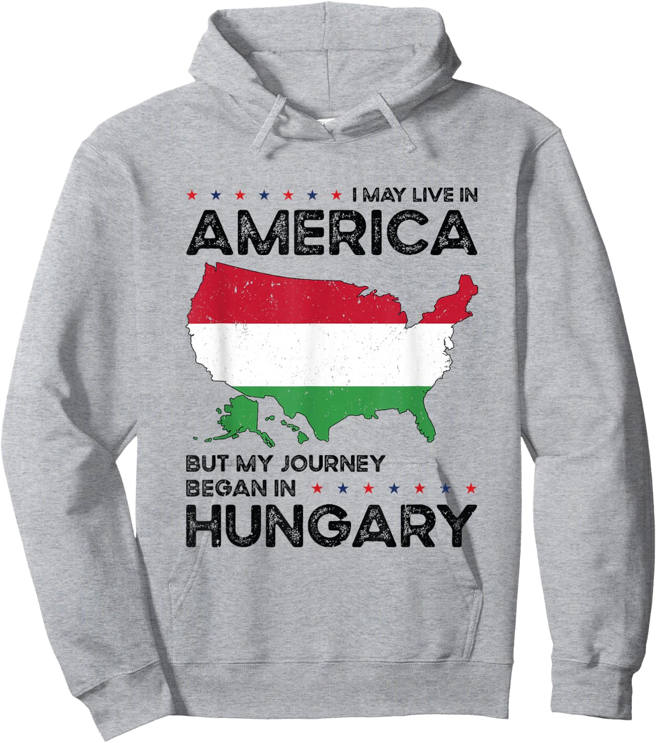 Hungarian American Patriot USA Grown Hungary US Flag Hoodie - Hoodie | Ash