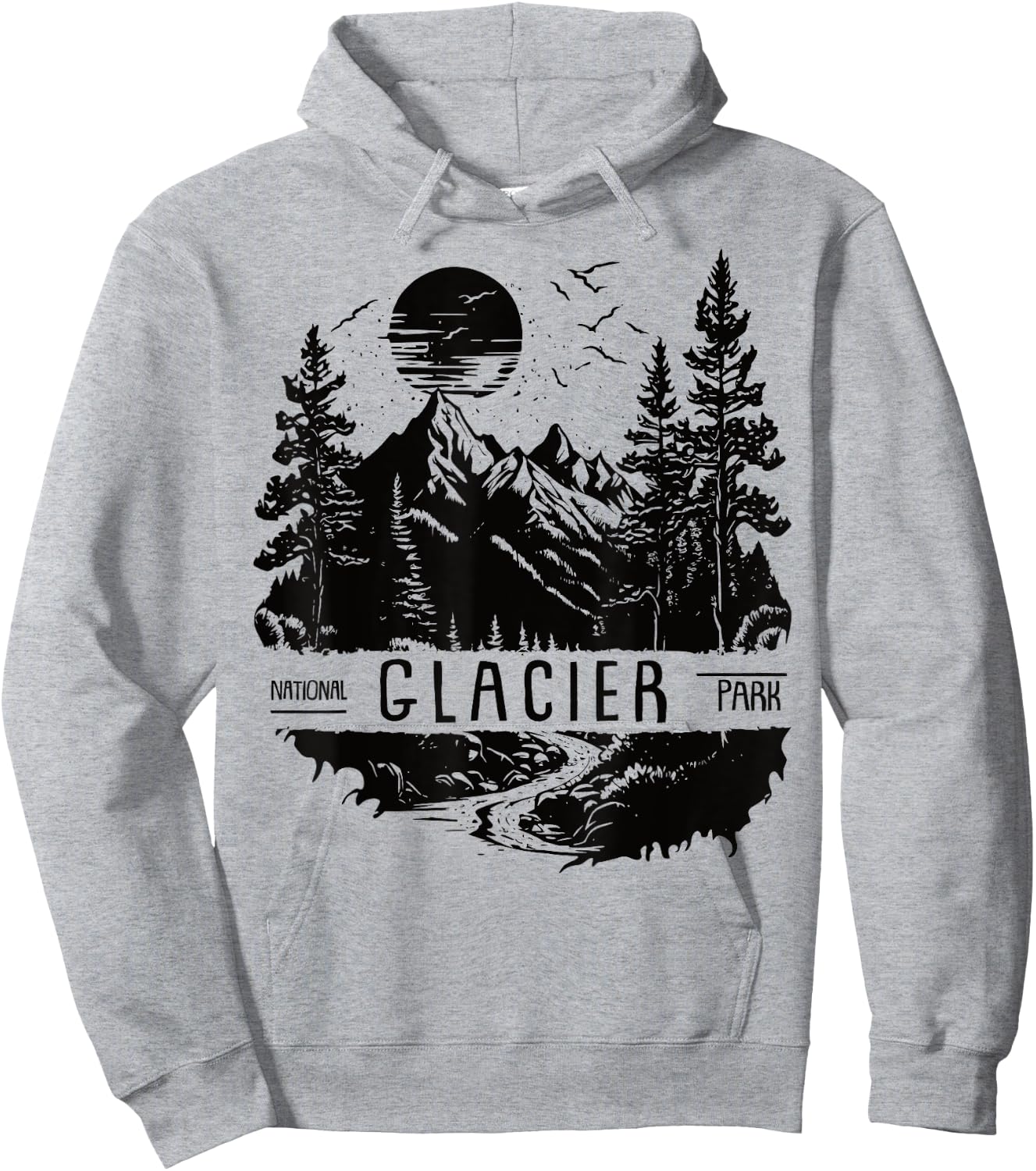 Retro Glacier National Park US Vintage Glacier Hoodie - Hoodie | Ash