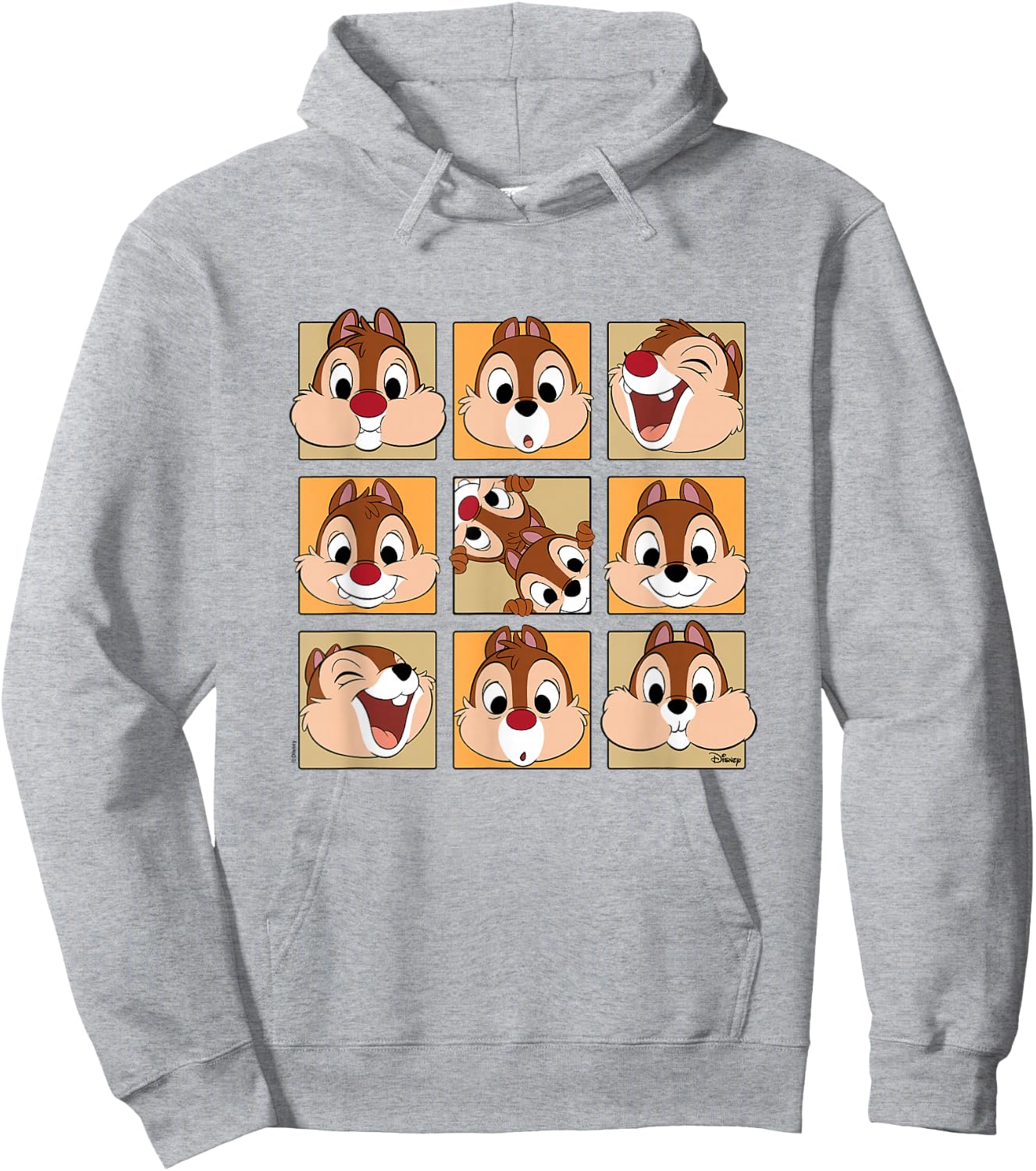 Chip 'N Dale Rescue Rangers - Chip & Dale Face Grid Hoodie - Hoodie | Ash