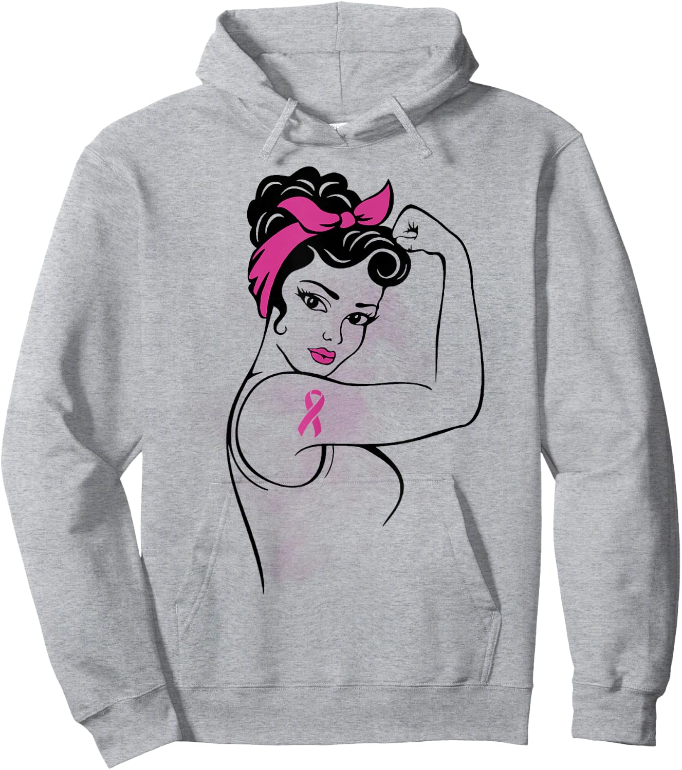 Fight Like a Hero Breast Cancer Awareness Hope Pink Ribbon Hoodie - Hoodie | Ash