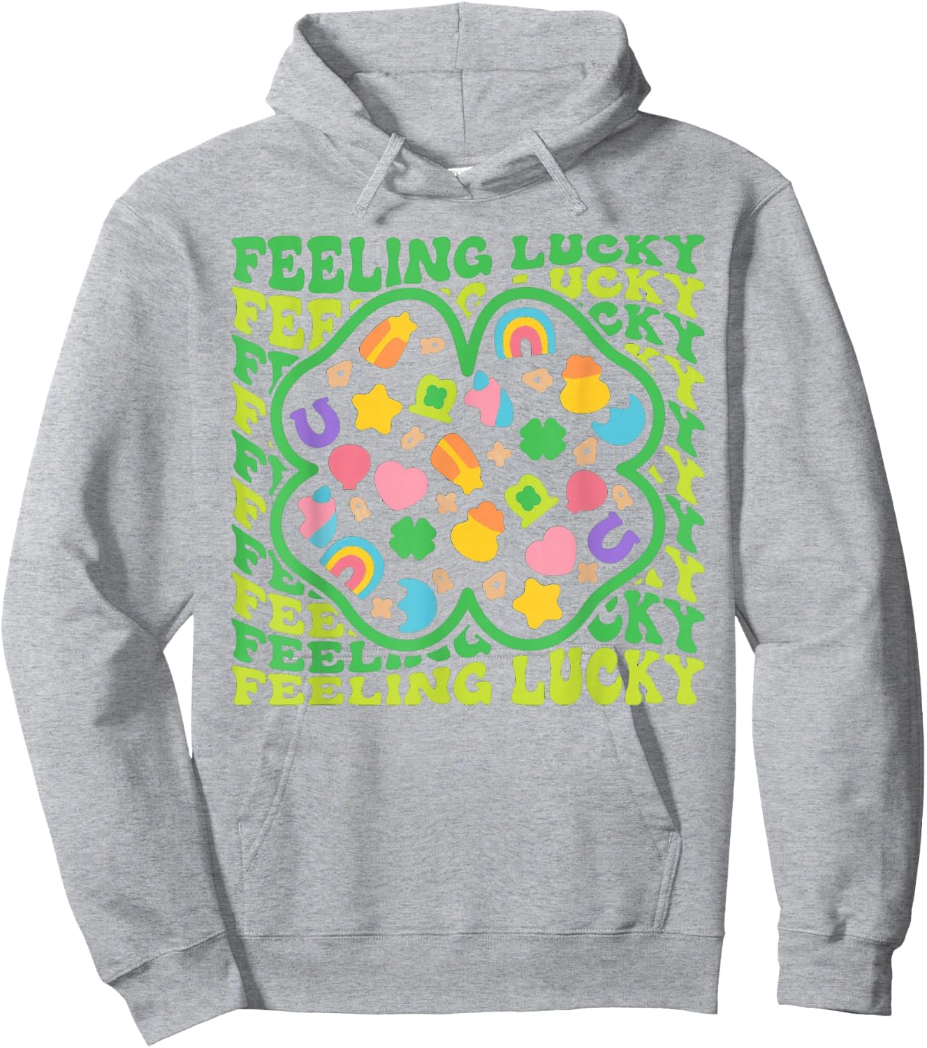Feeling Lucky Charms St. Patrick's Day Irish Shamrock Clover Hoodie - Hoodie | Ash