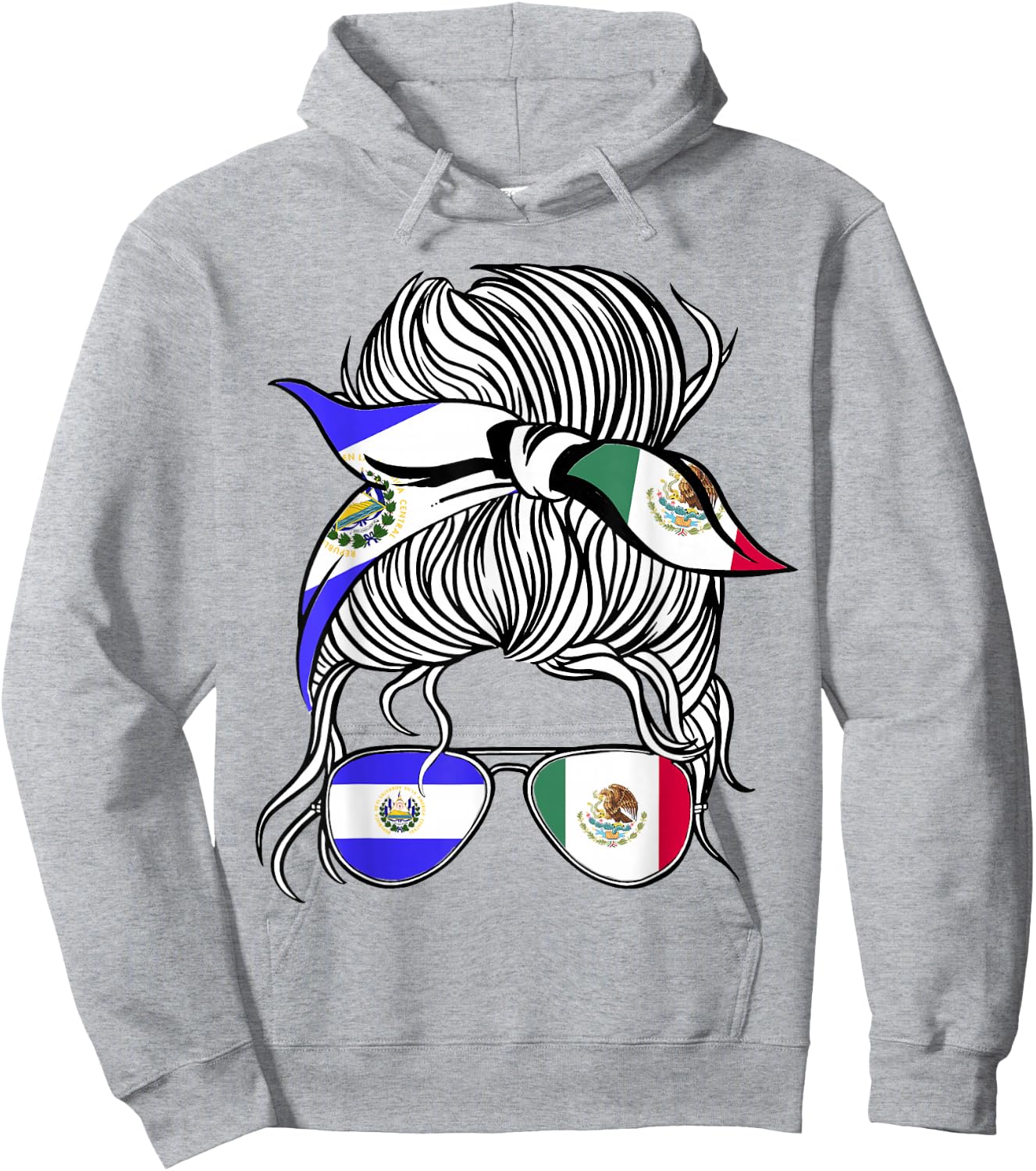 El Salvador Flag Mexico Grown Women Girl Country Hoodie - Hoodie | Ash