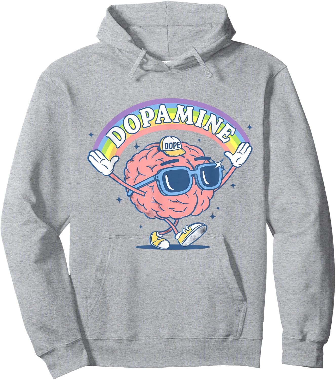 Funny Dopamine Rainbow Brain Hoodie - Hoodie | Ash