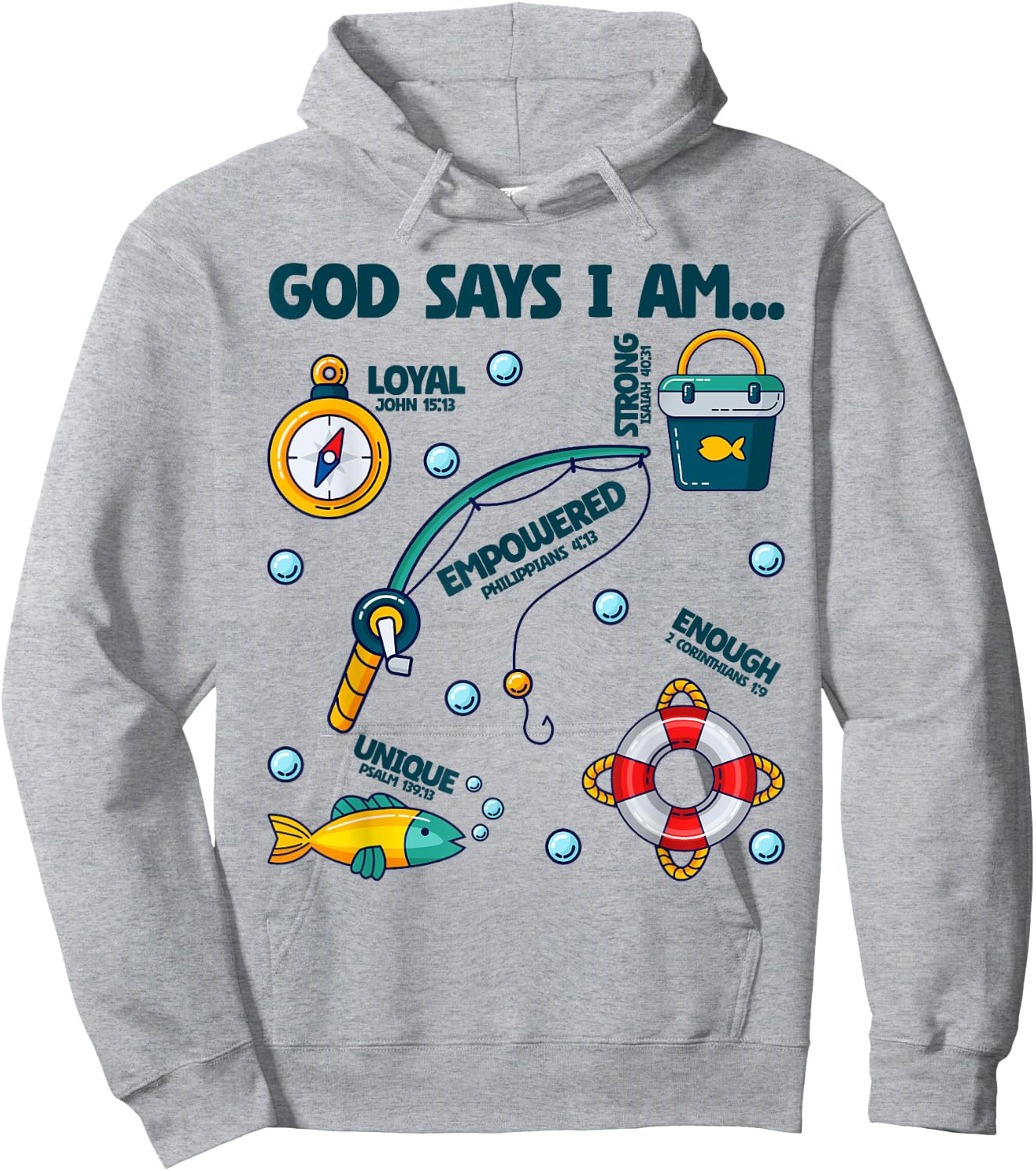 God Says I Am Fishing Lover Boy Girl Christian Hoodie - Hoodie | Ash
