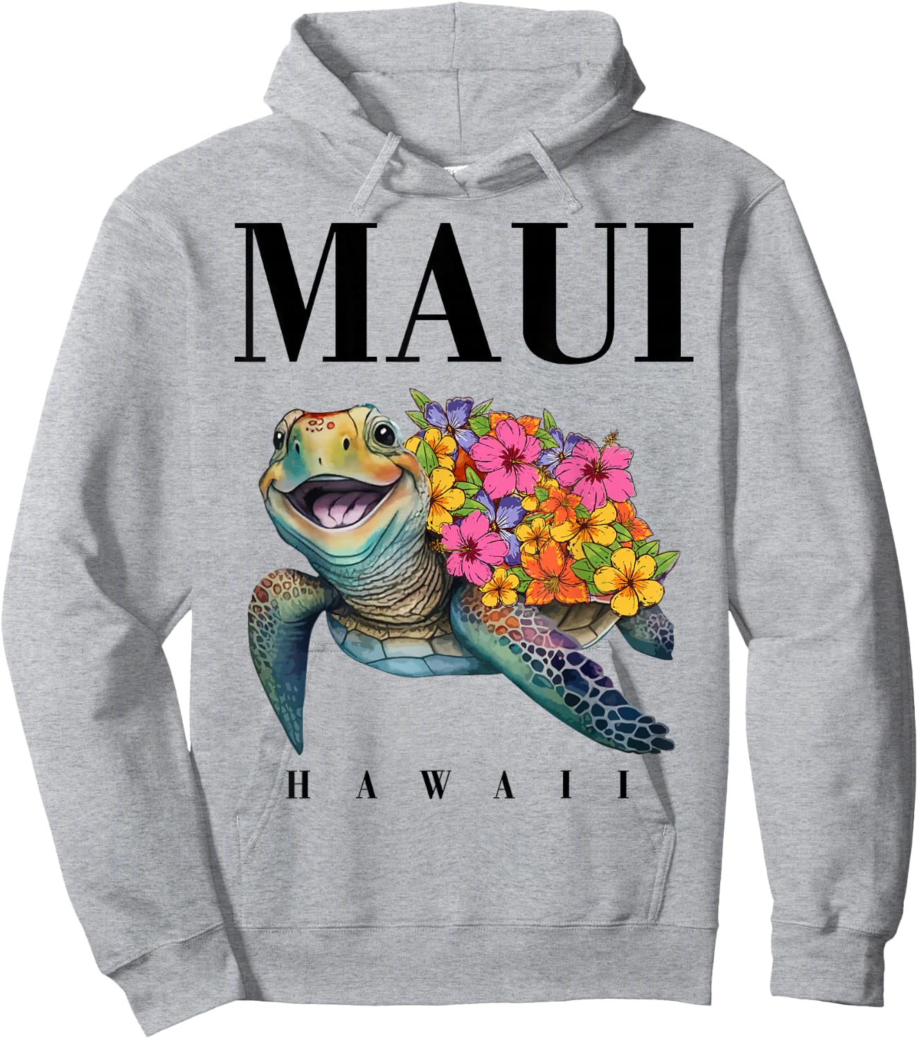 Maui Hawaii T Shirt Girl Women Kids Sea Turtle Hawaiian Hoodie - Hoodie | Ash