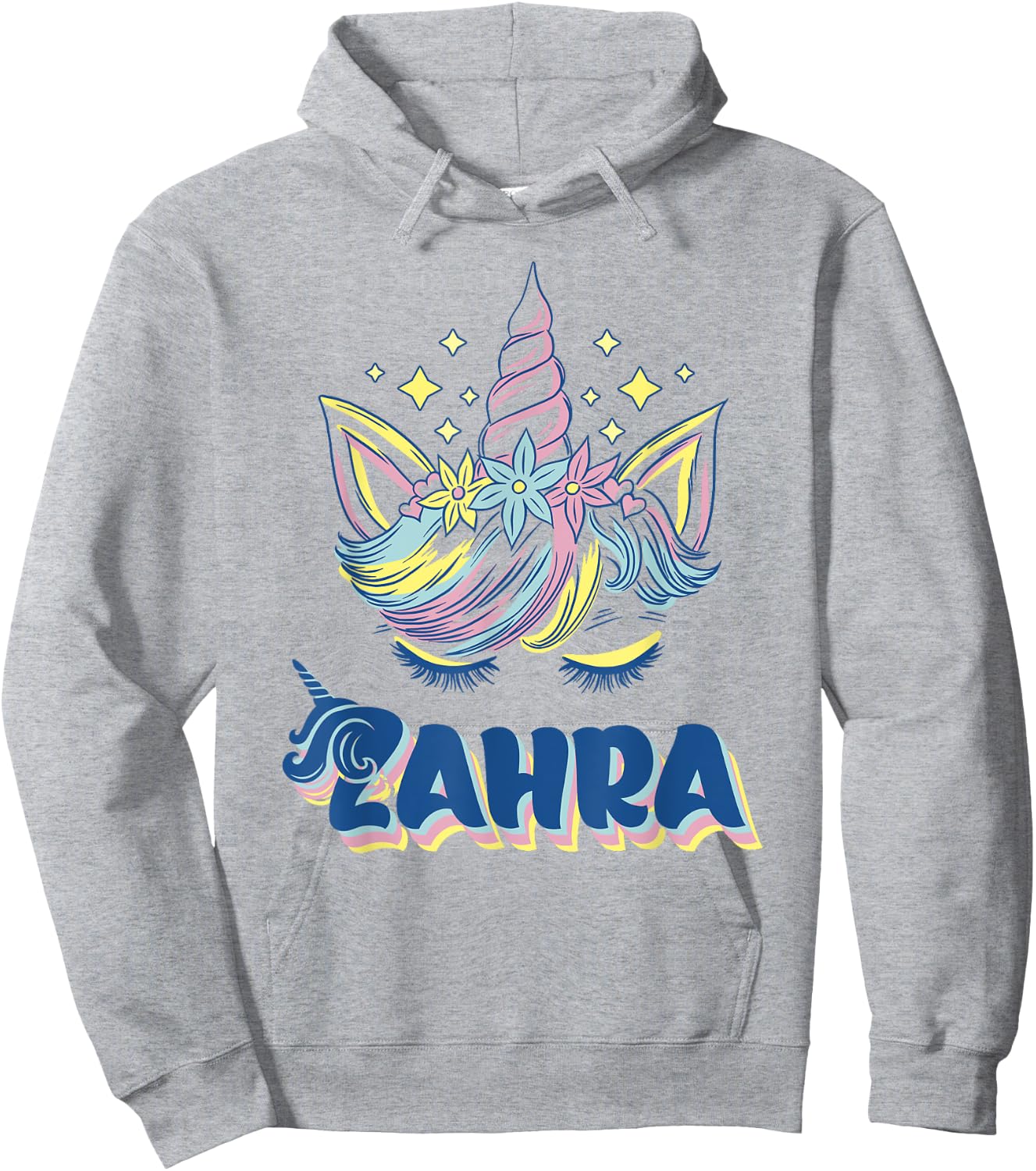 Zahra personalized custom name Rainbow Unicorn crown Hoodie - Hoodie | Ash
