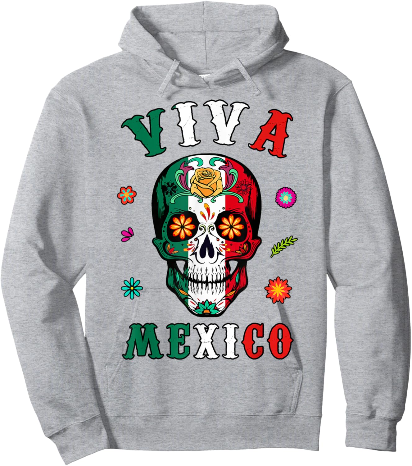 Viva Mexico-Shirt Mexican Flag Skull Women Men Boy Outfit Hoodie - Hoodie | Ash