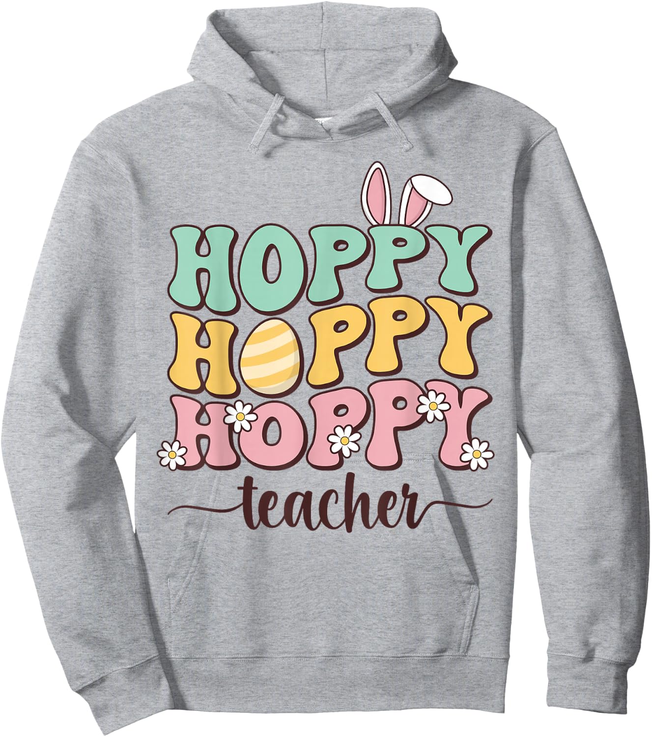Easter Teacher Bunny Happy Easter Egg Retro Teacher Women Hoodie - Hoodie | Ash