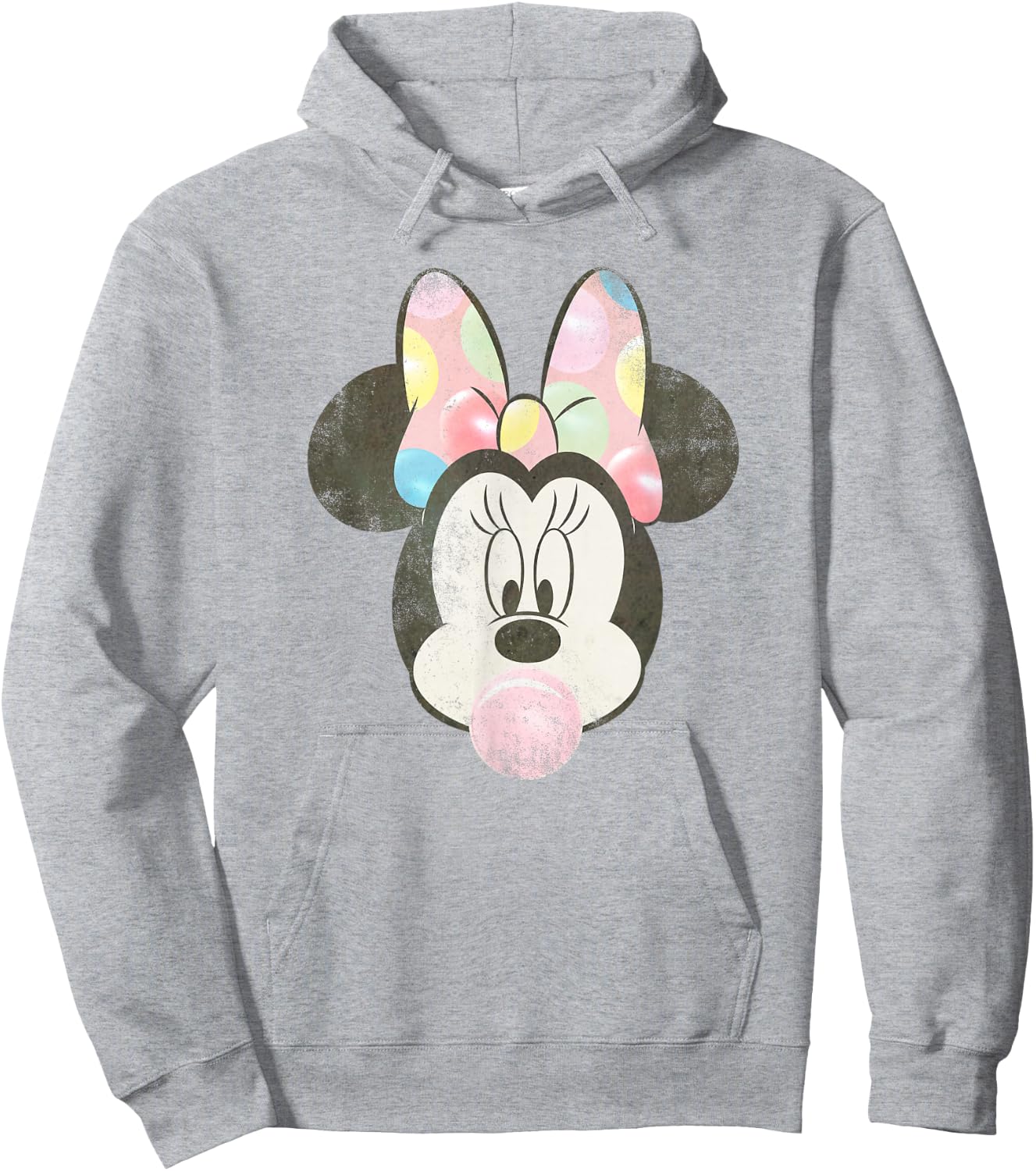 Disney Minnie Mouse Retro Bubblegum Big Face Portrait Hoodie - Hoodie | Ash