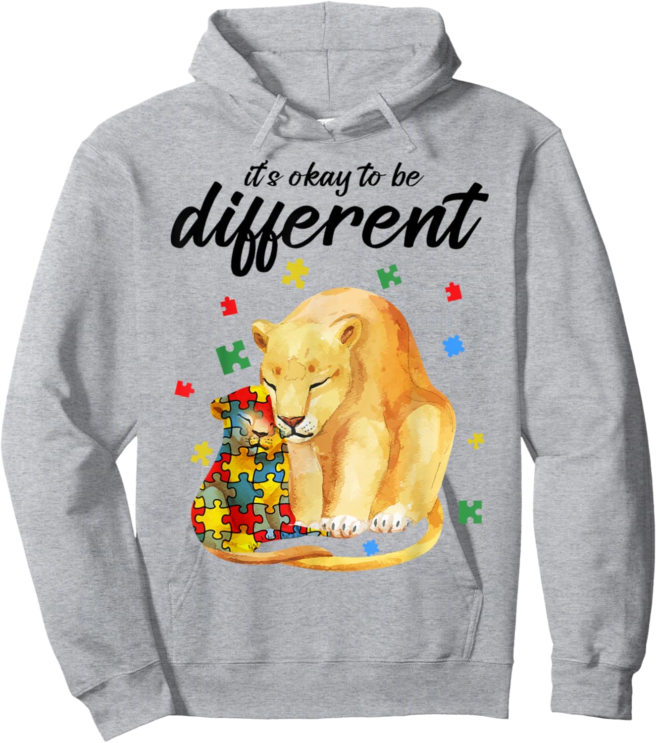 Autism Awareness Shirt Women Ok Be Different Lion Autism Mom Hoodie - Hoodie | Ash