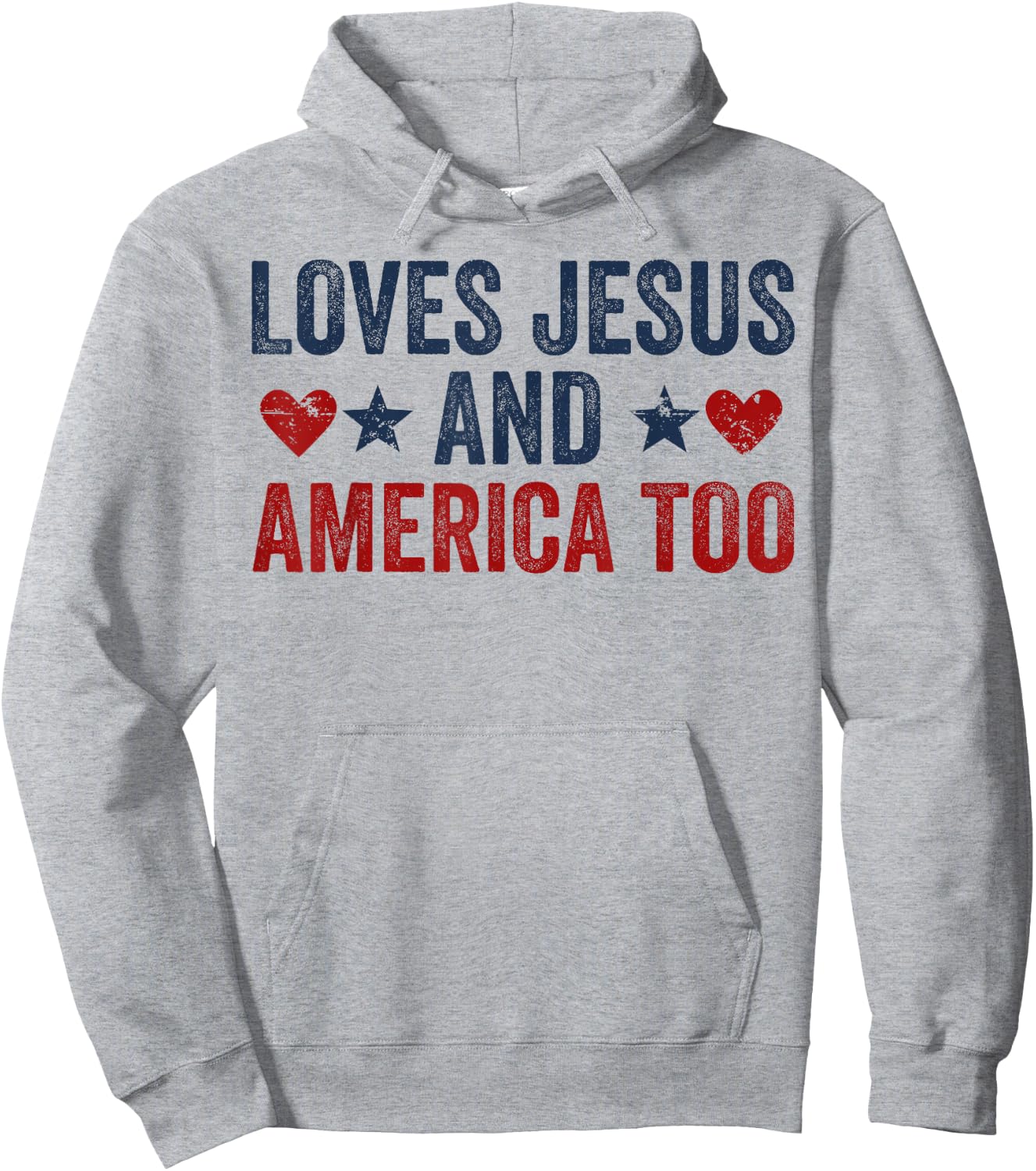 Loves Jesus and America Too God Christian 4th of July Hoodie - Hoodie | Ash
