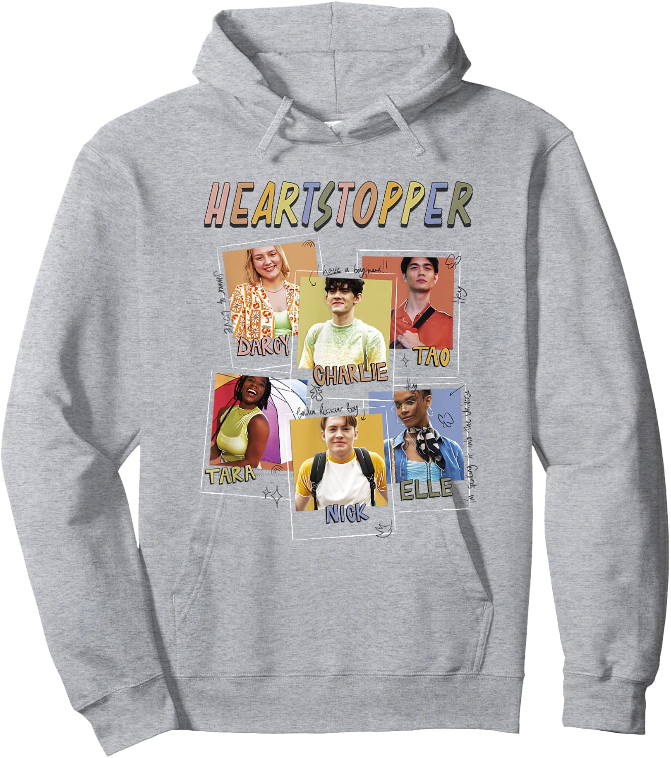 Heartstopper Doodle Polaroids Main Characters Group Shot Hoodie - Hoodie | Ash