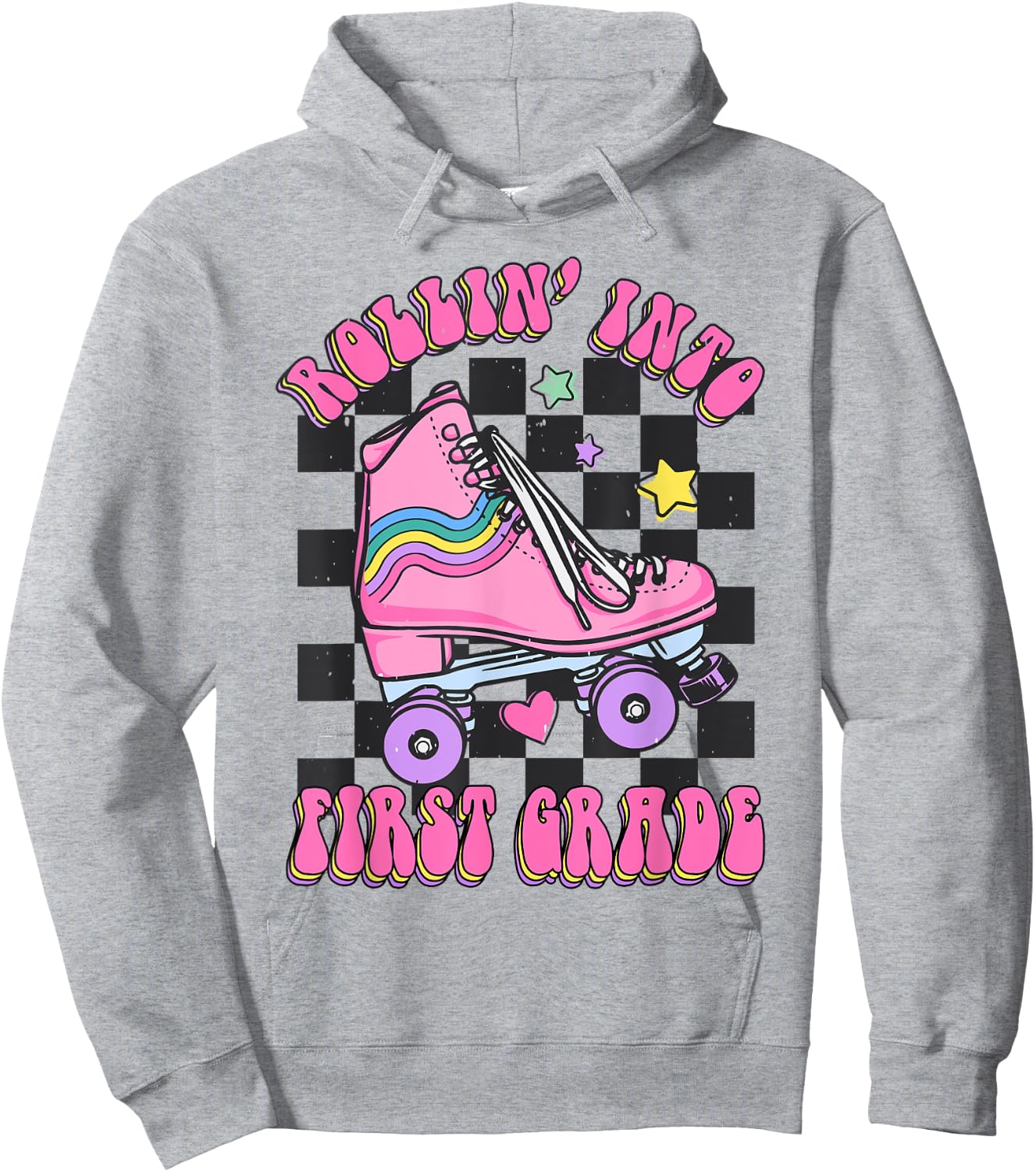 Kids Back To School Skating Rollin Into First 1st Grade Hoodie - Hoodie | Ash