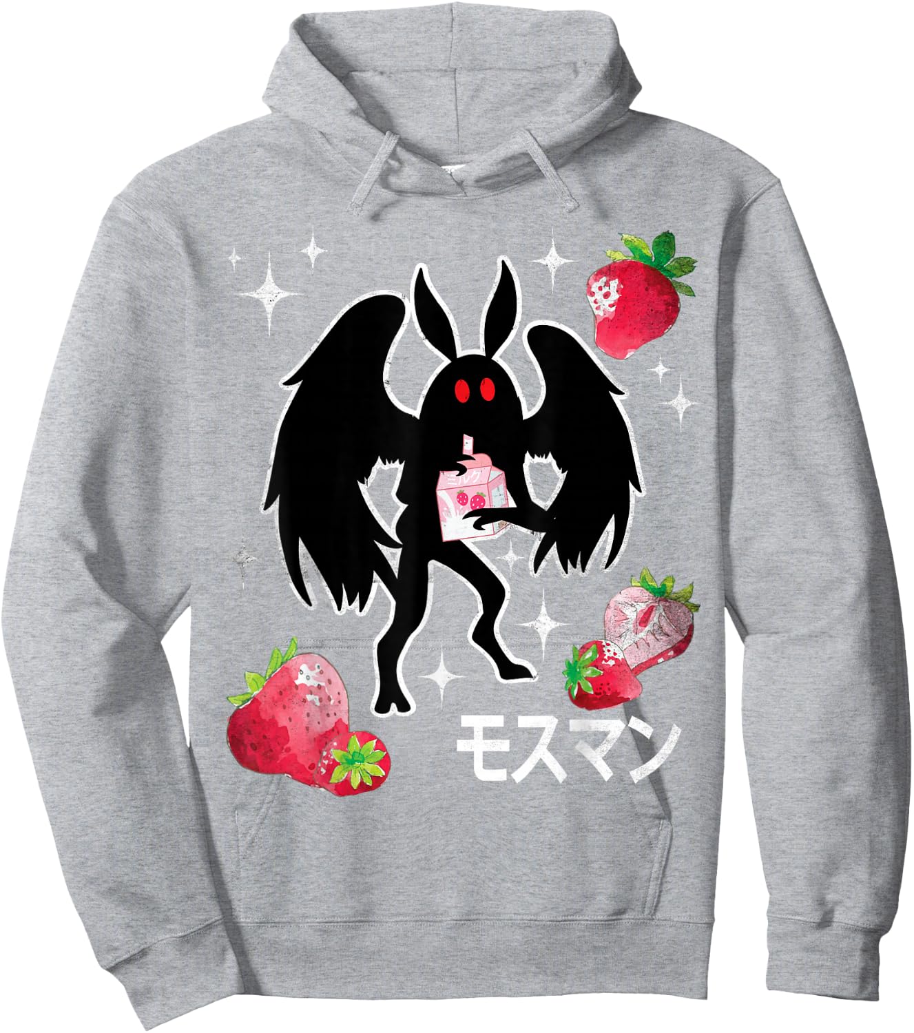 Mothman Kawaii Strawberry Milk Shake Carton Hoodie - Hoodie | Ash