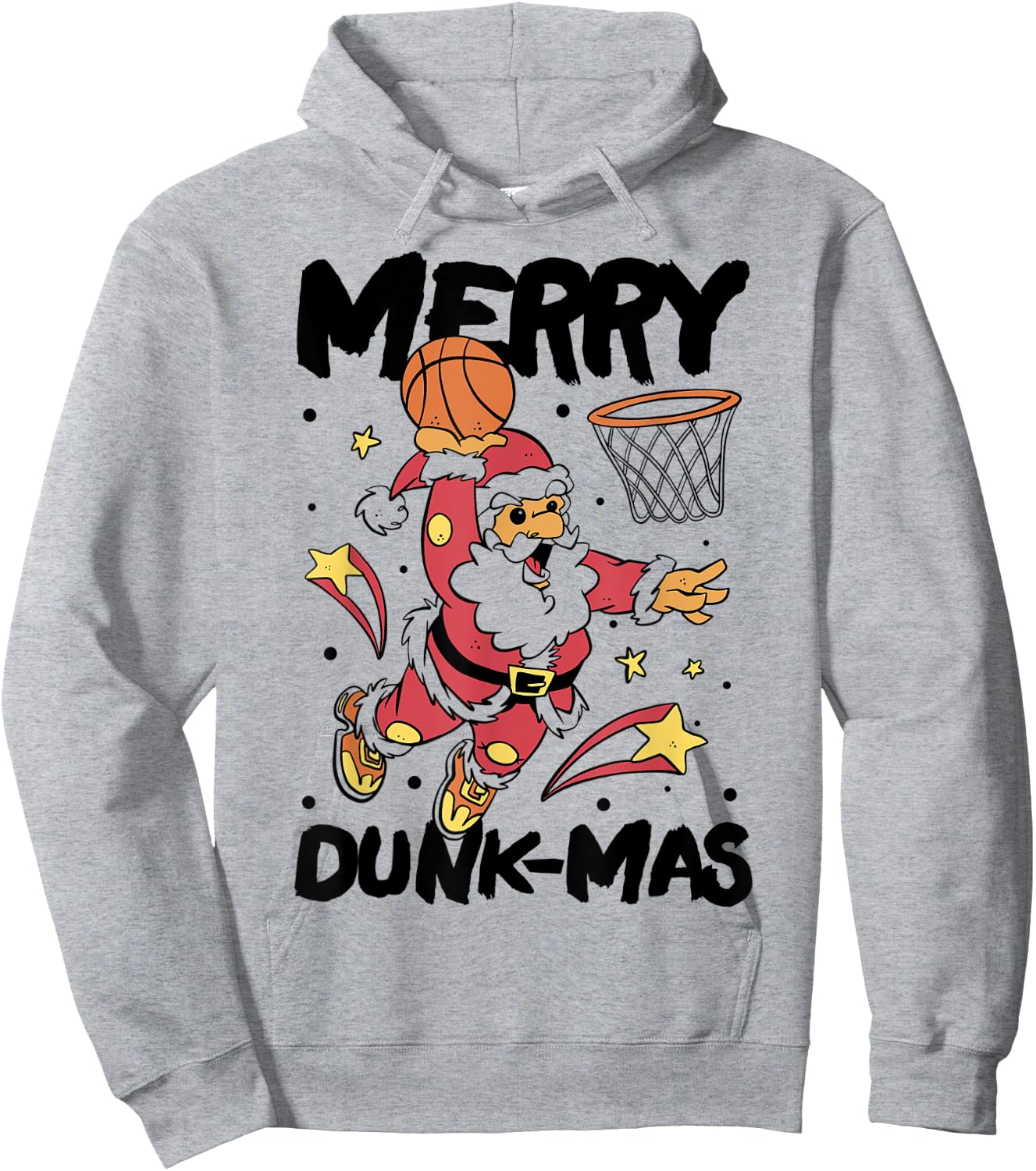 Merry Dunk-mas Sports Player Santa Christmas Basketball Hoodie - Hoodie | Ash