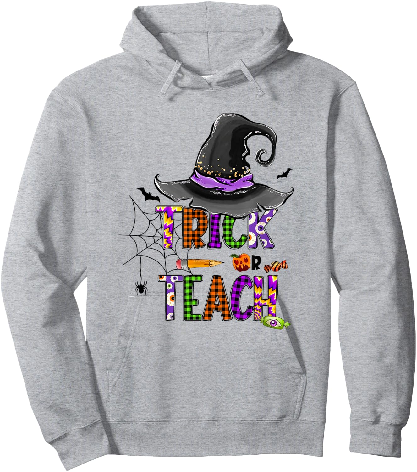Retro Trick Or Teach Ghost Teacher Halloween Costume Hoodie - Hoodie | Ash