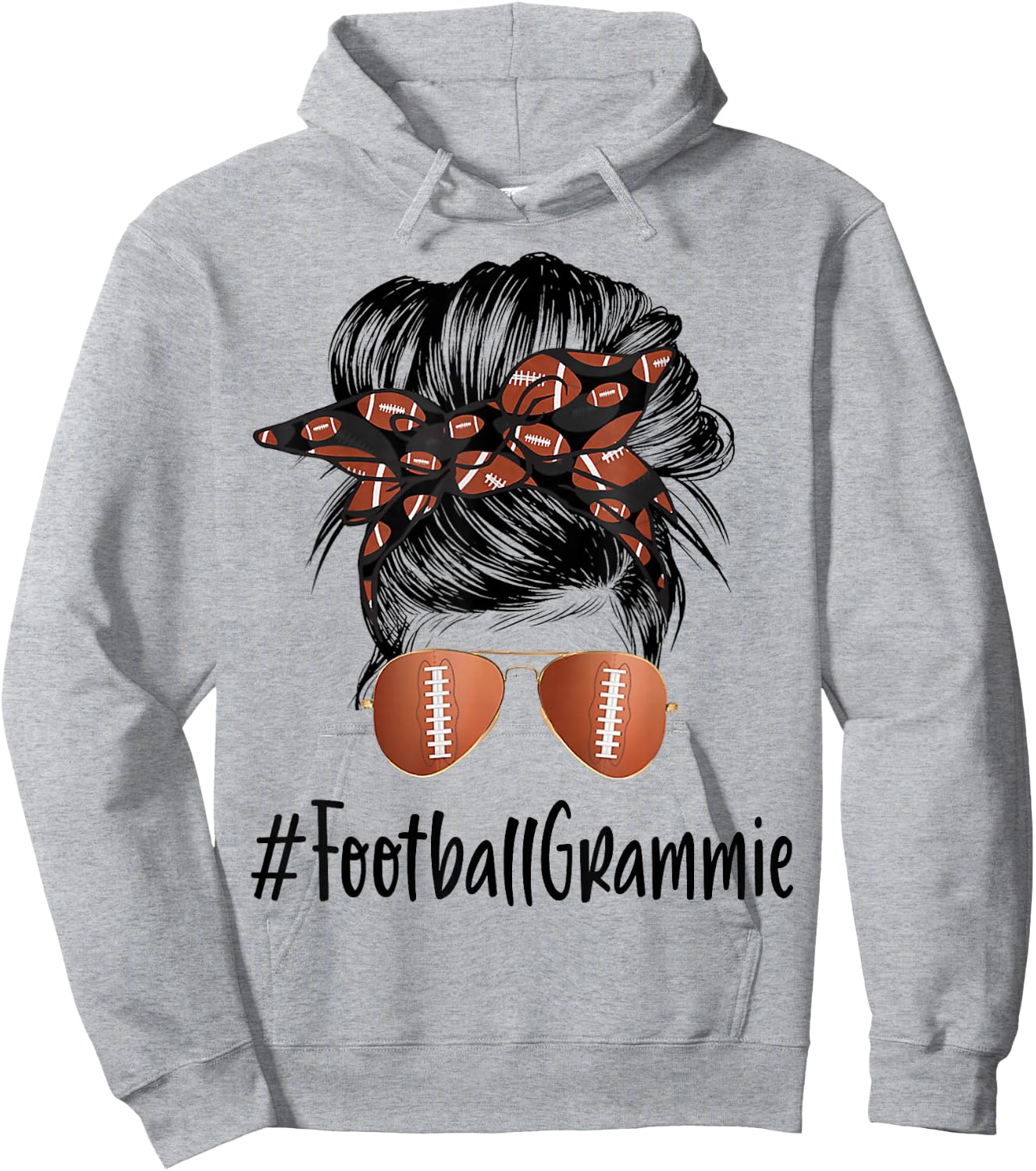 Football Grammie Life Messy Bun Football Player Mother's Day Hoodie - Hoodie | Ash