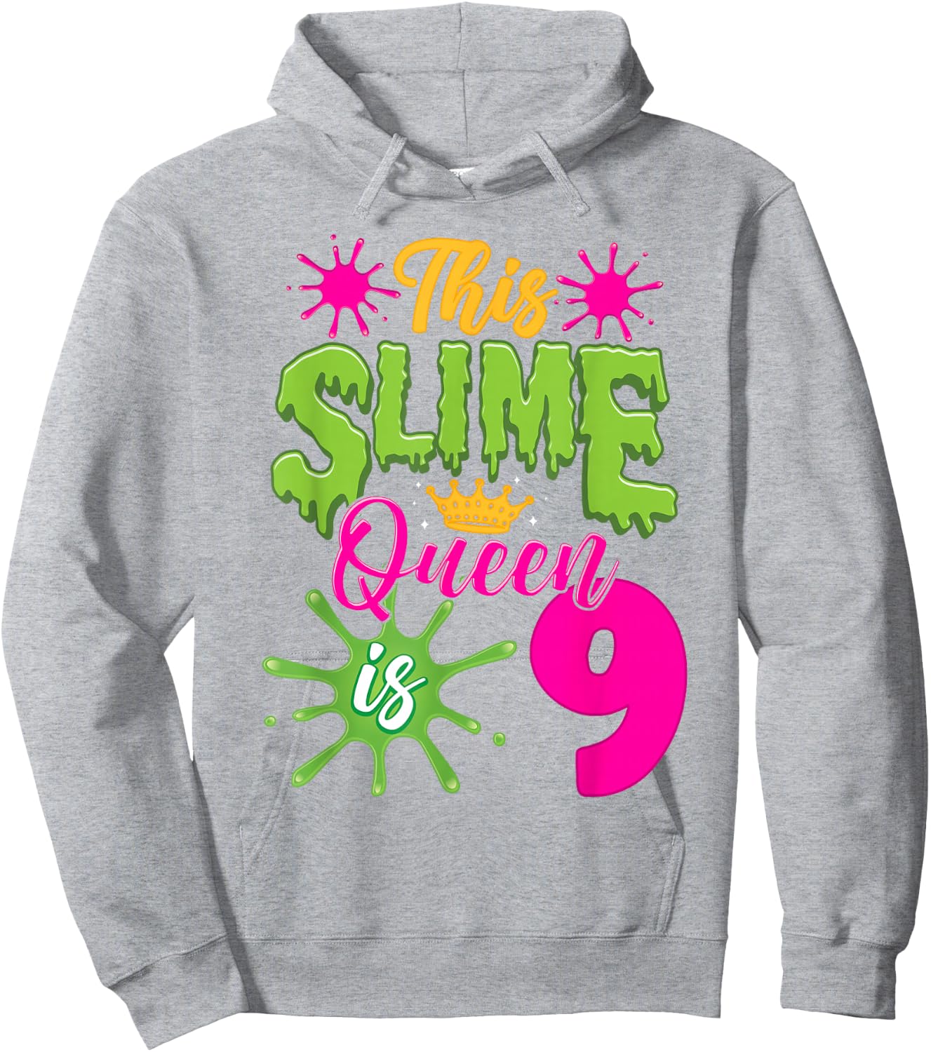 This Slime Queen is 9 Slime 9th Birthday Hoodie - Hoodie | Ash