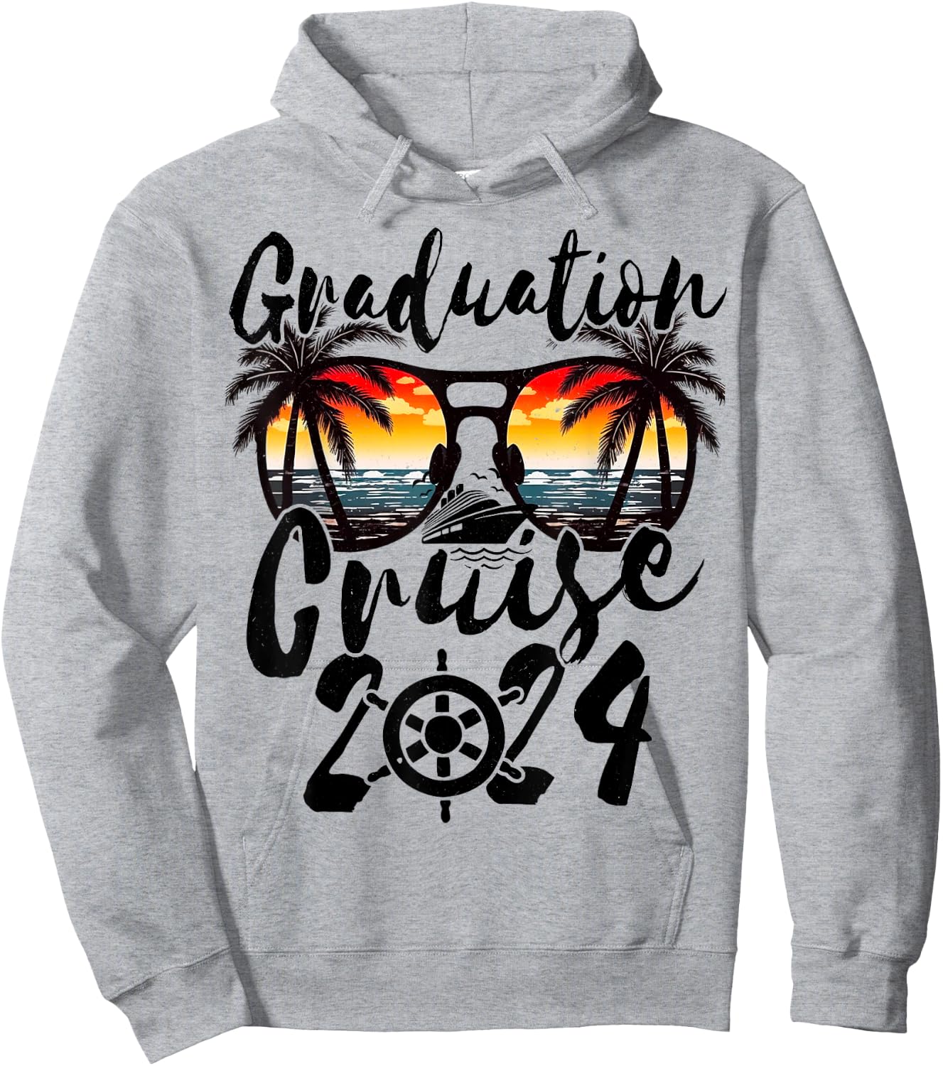 Senior Graduation Trip Cruise 2024 Retro Ship Party Cruise Hoodie - Hoodie | Ash