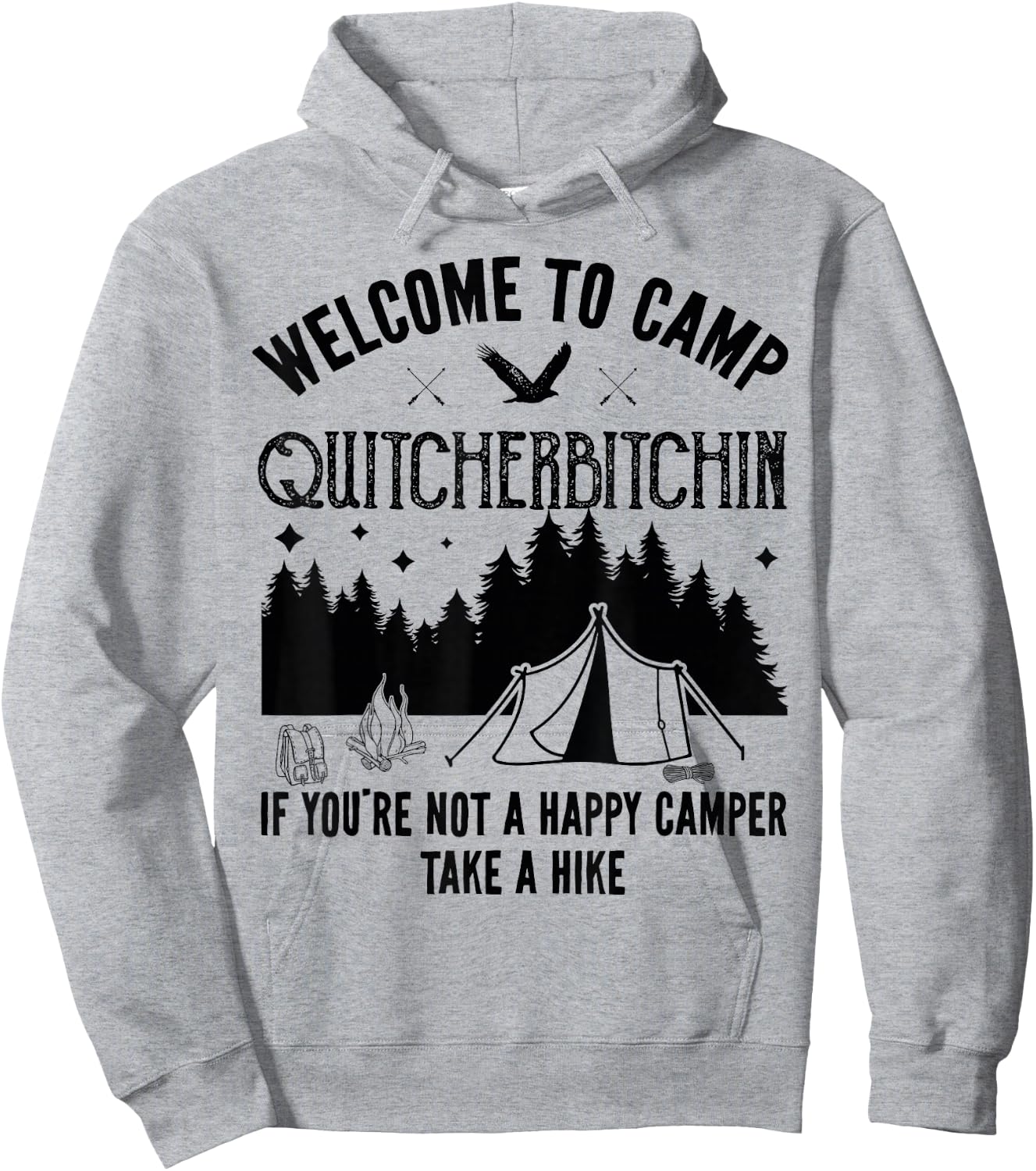 Welcome To Camp Quitcherbitchin Funny Vintage Camping Hoodie - Hoodie | Ash