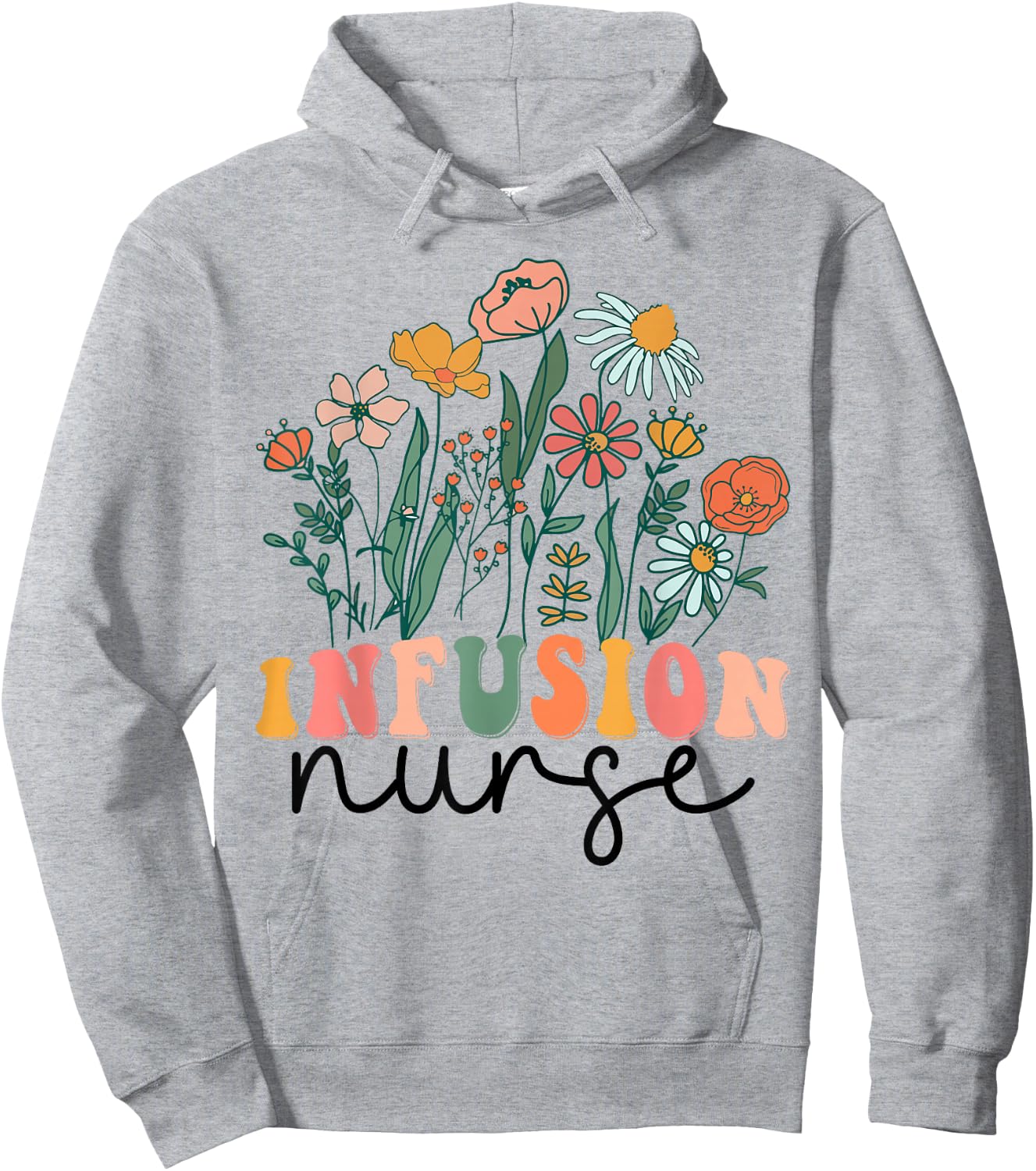 Groovy Wildflower Infusion Nurse Hoodie - Hoodie | Ash