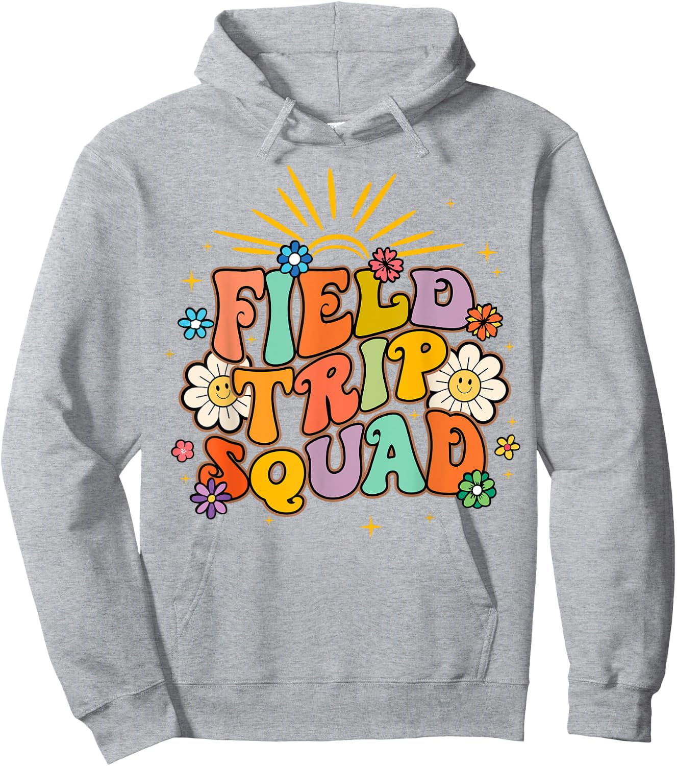 Hippie smile Face Field Trip Squad Groovy Field Day 2025 Hoodie - Hoodie | Ash