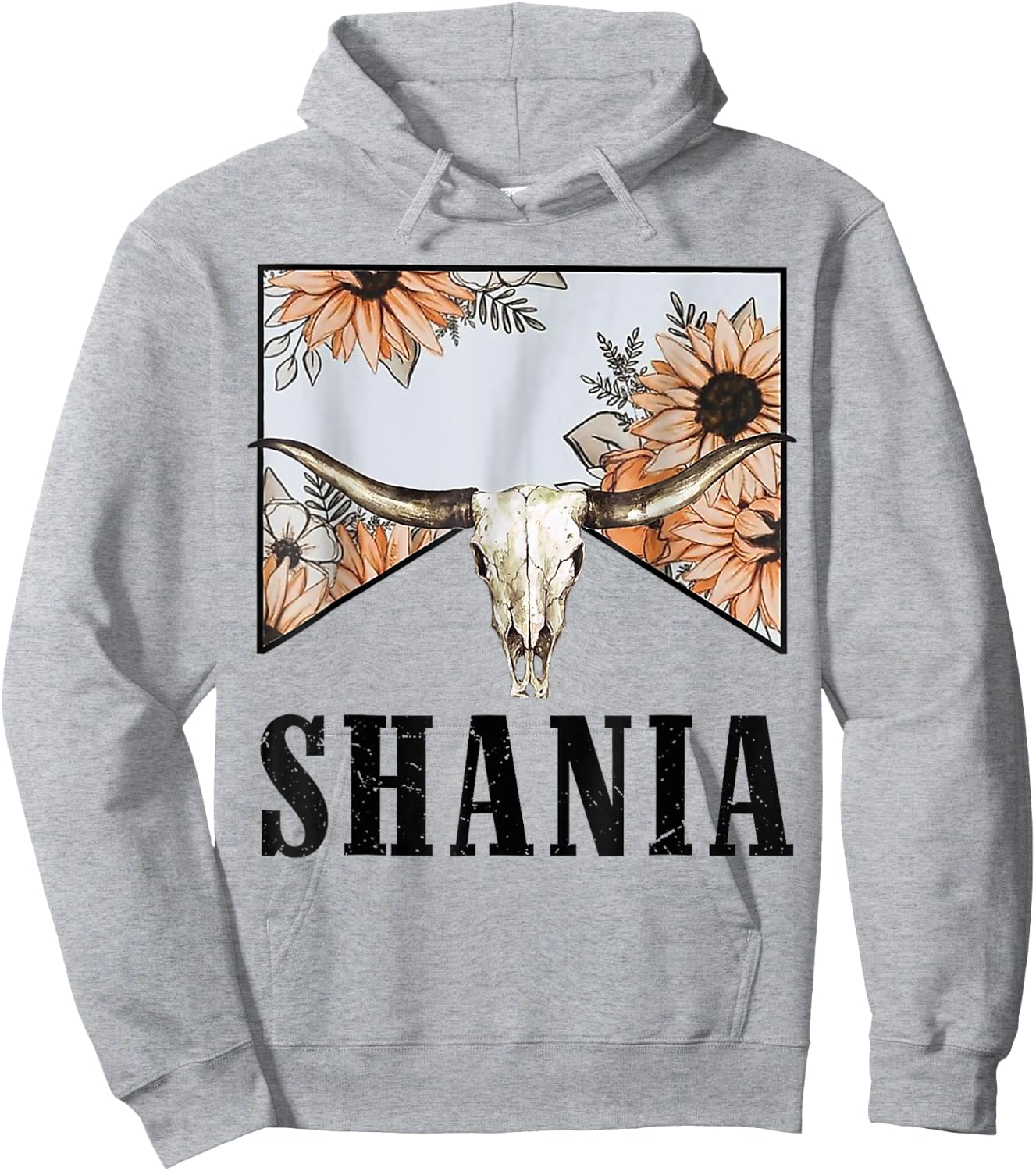 Shania Bull Skull Western Country Shania Cowgirl Howdy Hoodie - Hoodie | Ash
