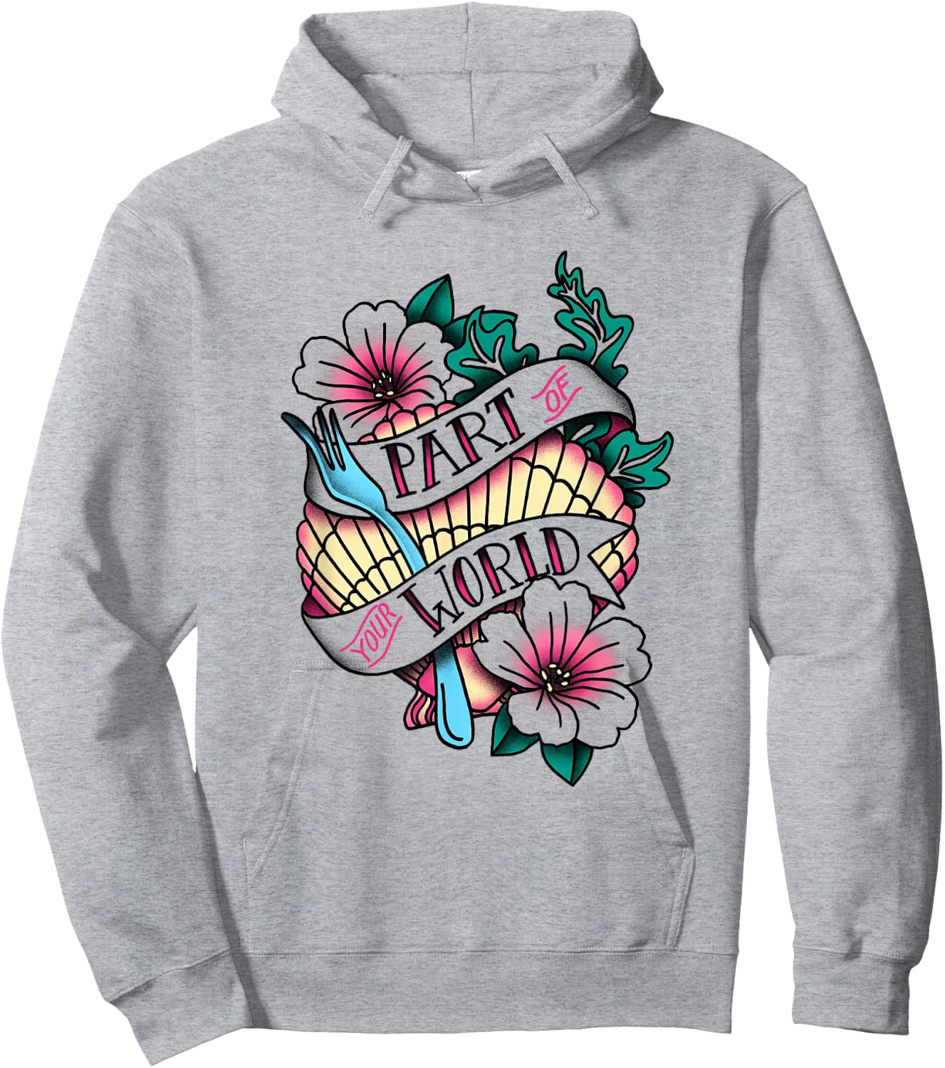 Disney The Little Mermaid Part Of Your World Tattoo Style Hoodie - Hoodie | Ash