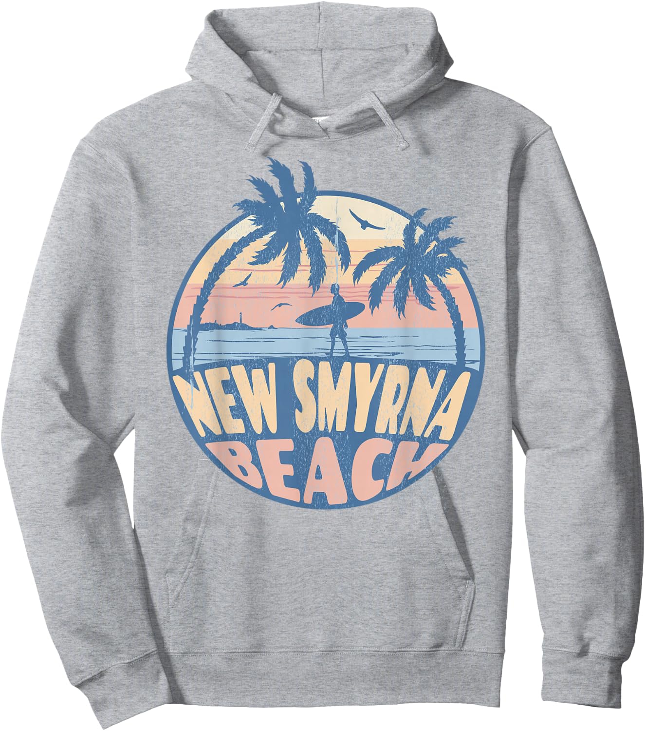 New Smyrna Florida Beach Surf Summer Vacation Vintage Hoodie - Hoodie | Ash