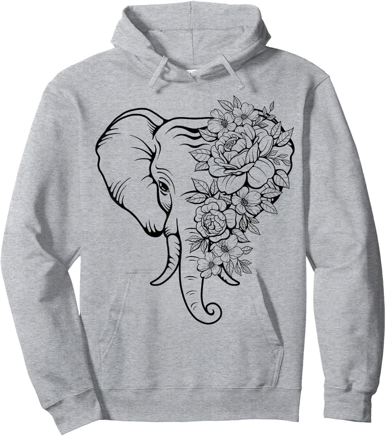 Elephant with Flowers Women Elephants Animal Lovers Hoodie - Hoodie | Ash