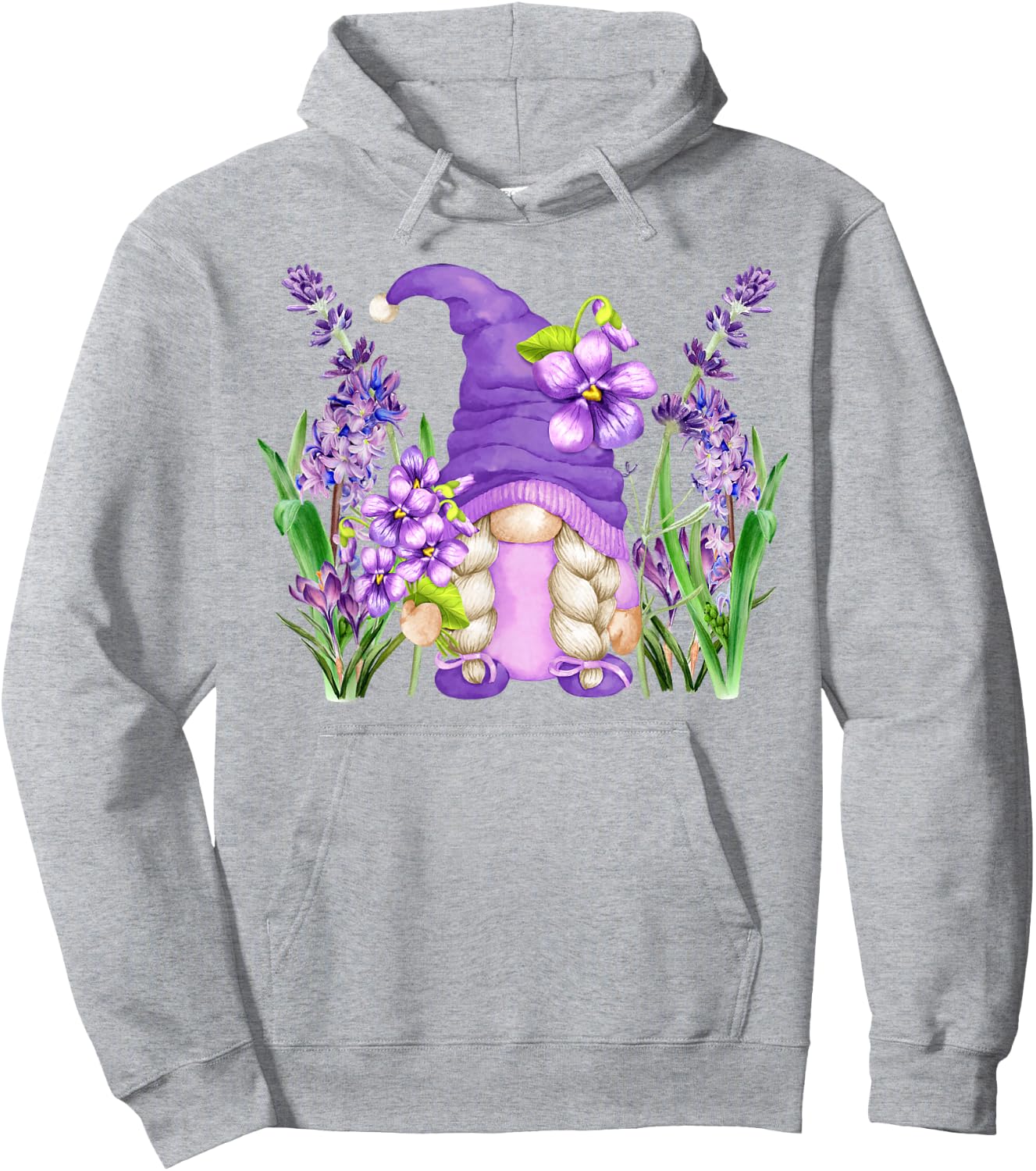 Floral Hippie Grandma Lilac Violet Flower Spring Gnome Mom Hoodie - Hoodie | Ash