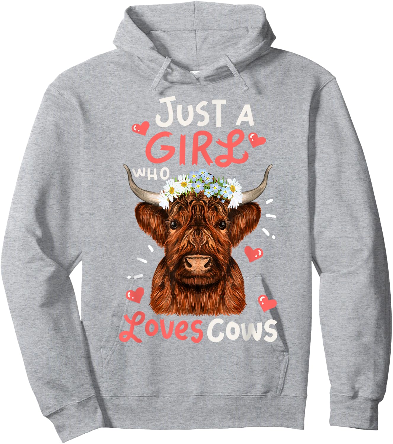 Scottish Highland Cow-Shirt Just Girl Loves Cow Kids Toddler Hoodie - Hoodie | Ash